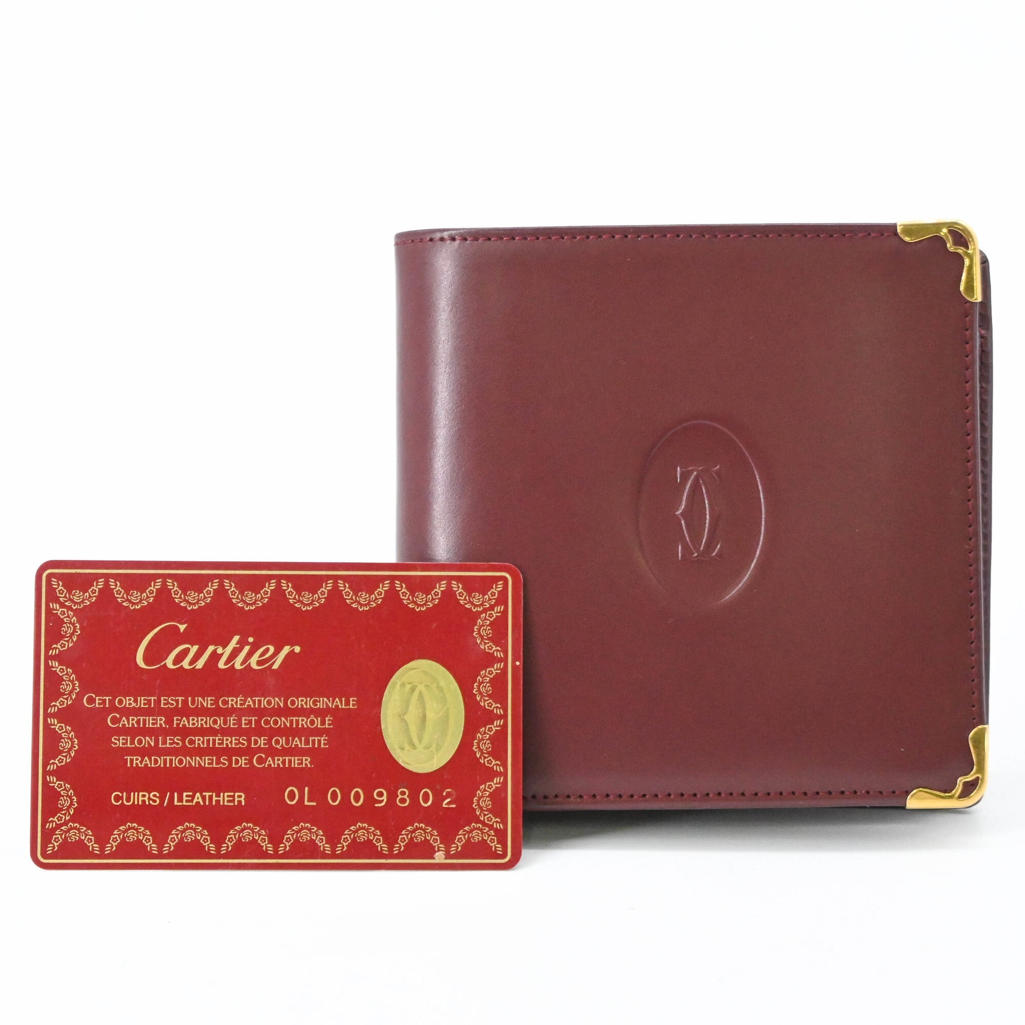 Cartier Must Bordeaux Leather Wallet (Bi-Fold) (Pre-Owned)
