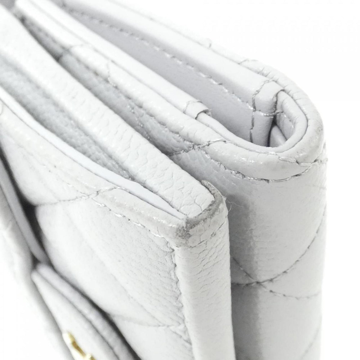 Chanel Gray Grained Calfskin Wallet (Tri-Fold) (Pre-Owned)