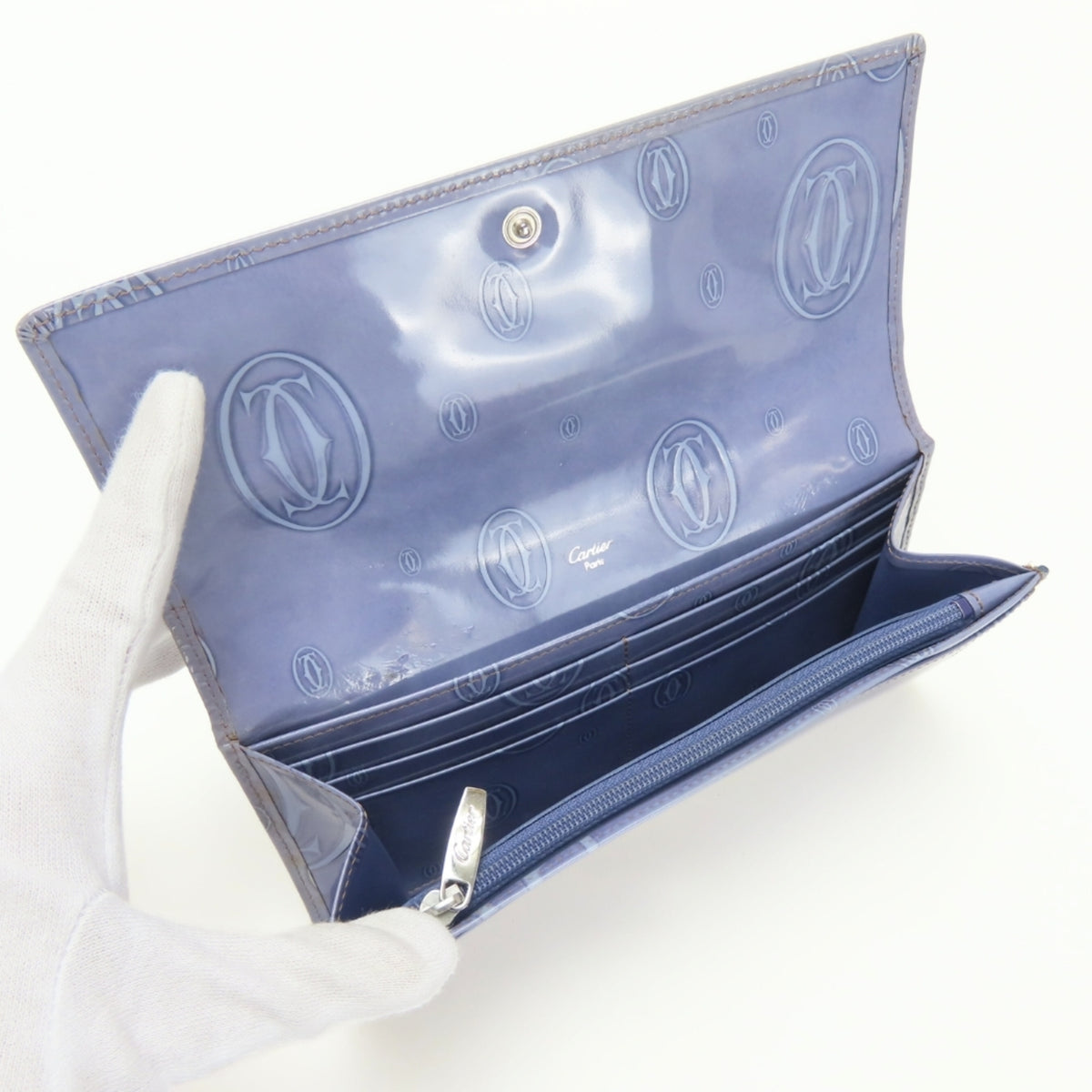 Cartier Purple Leather Long Wallet (Bi-Fold) (Pre-Owned)