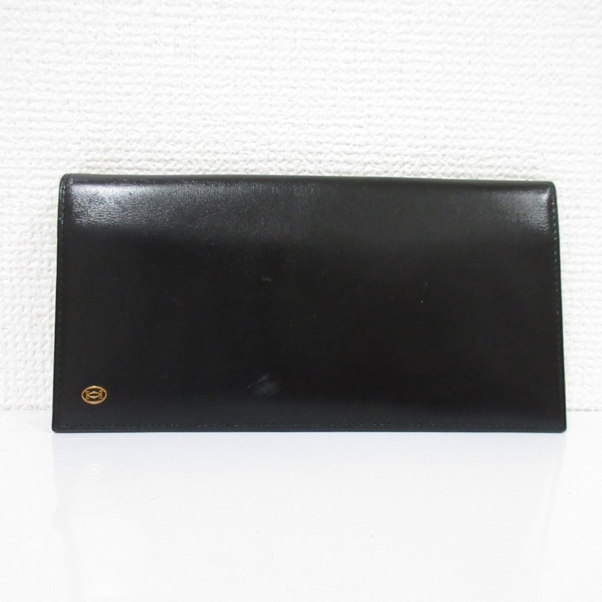 Cartier Black Leather Long Wallet (Bi-Fold) (Pre-Owned)