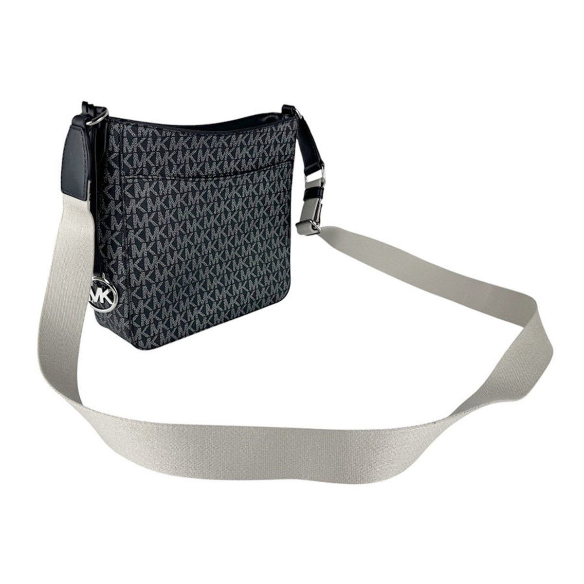 Michael Kors Black Silver Coated Canvas Leather Shoulder Bag (Pre-Owned)
