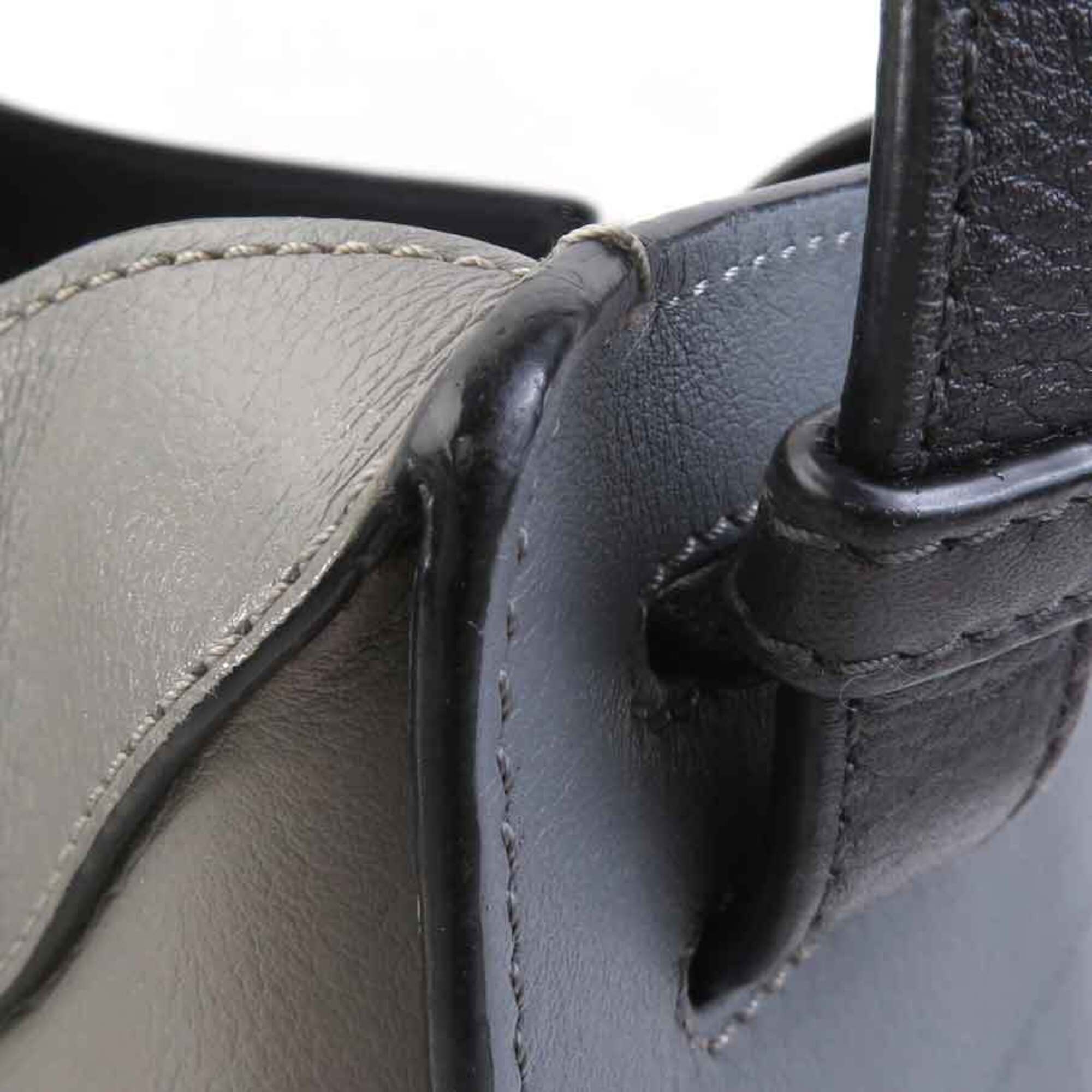 Loewe Black Gray Leather Handbag Shoulder Bag (Pre-Owned)