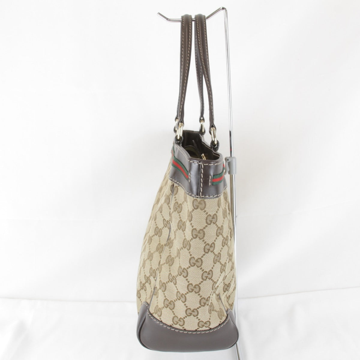 Gucci Brown Gg Canvas Leather Tote Bag (Pre-Owned)