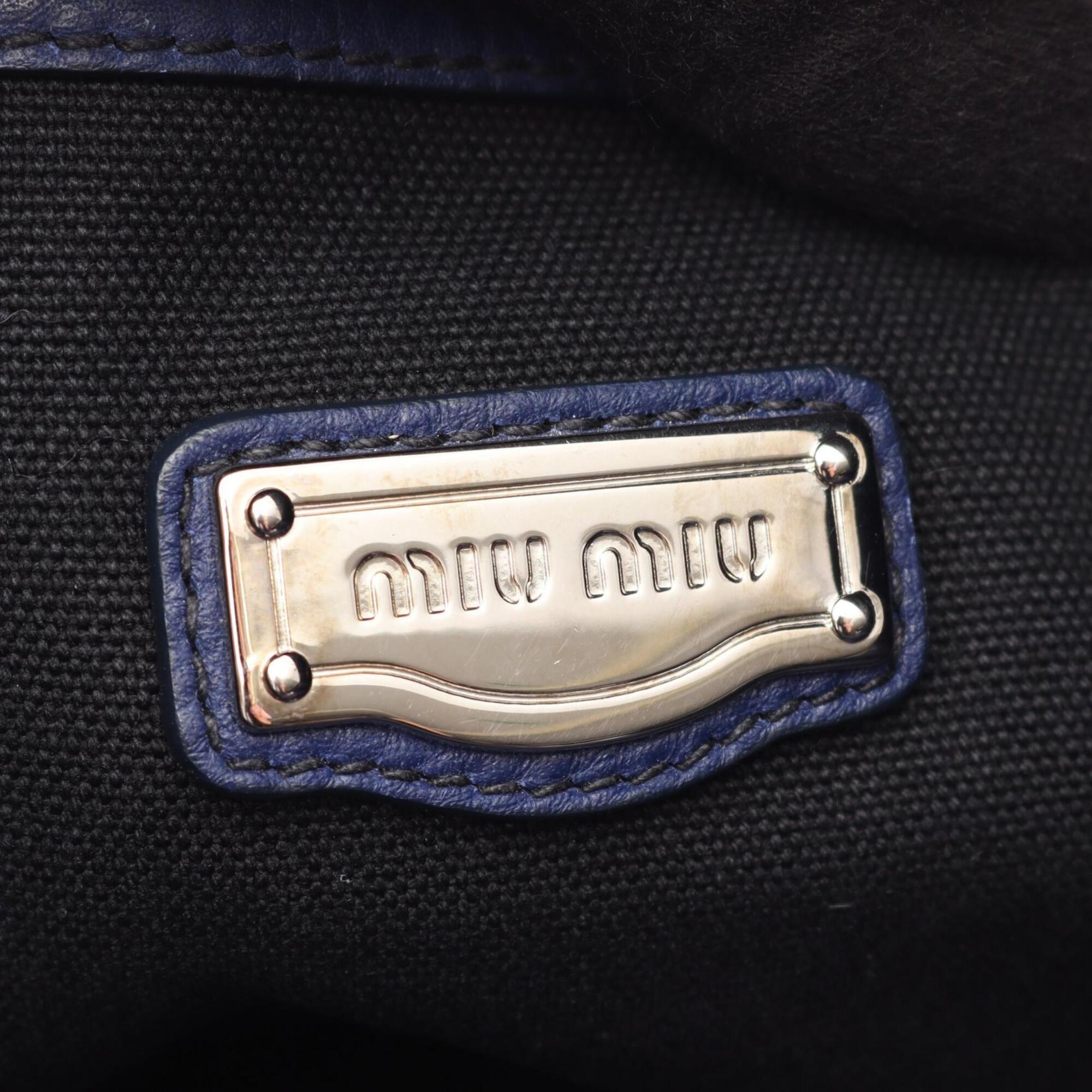 Miu Miu Blue Leather Handbag Tote Bag (Pre-Owned)