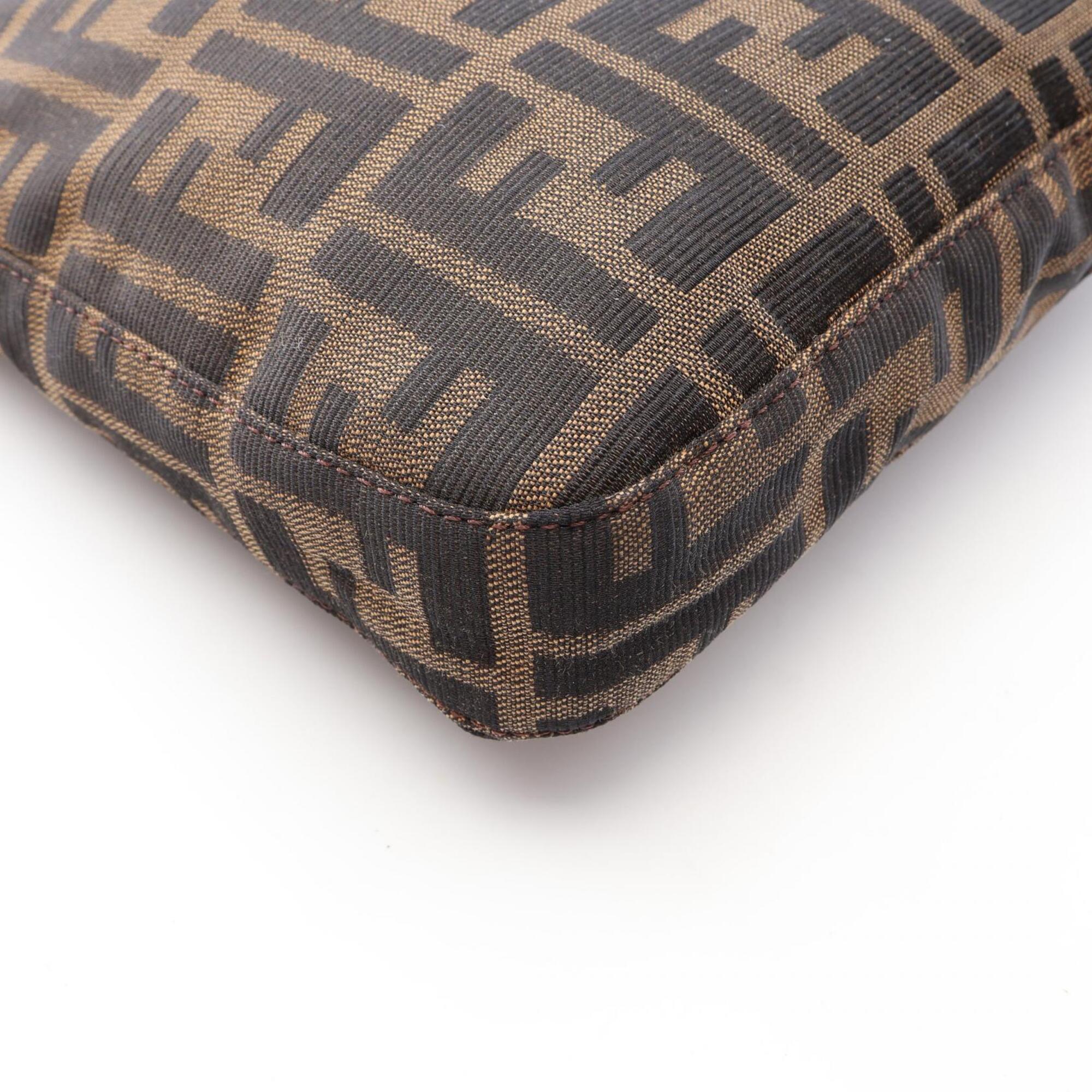 Fendi Brown Canvas Leather Handbag Shoulder Bag (Pre-Owned)