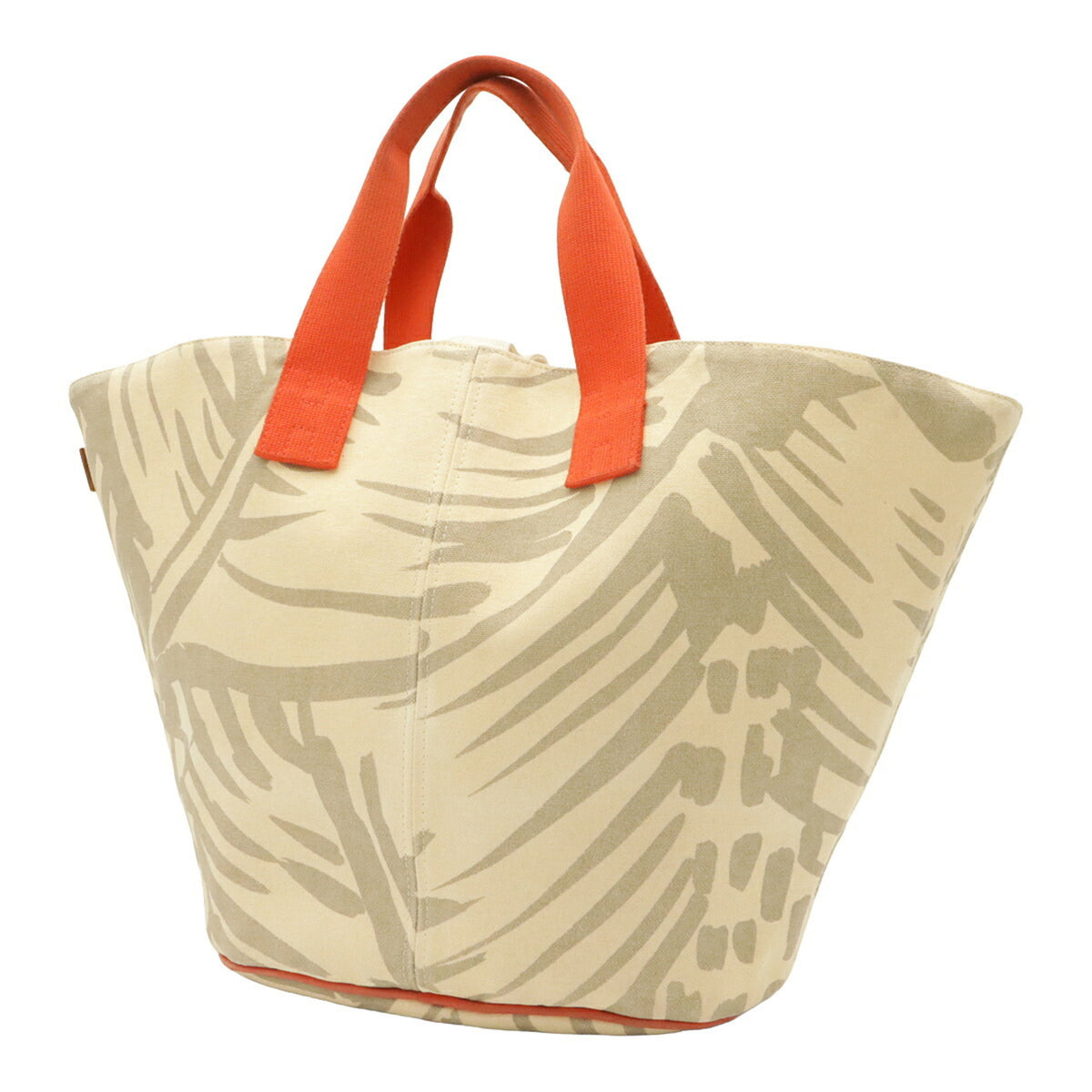 Hermes Gray Ivory Orange Canvas Handbag Tote Bag (Pre-Owned)