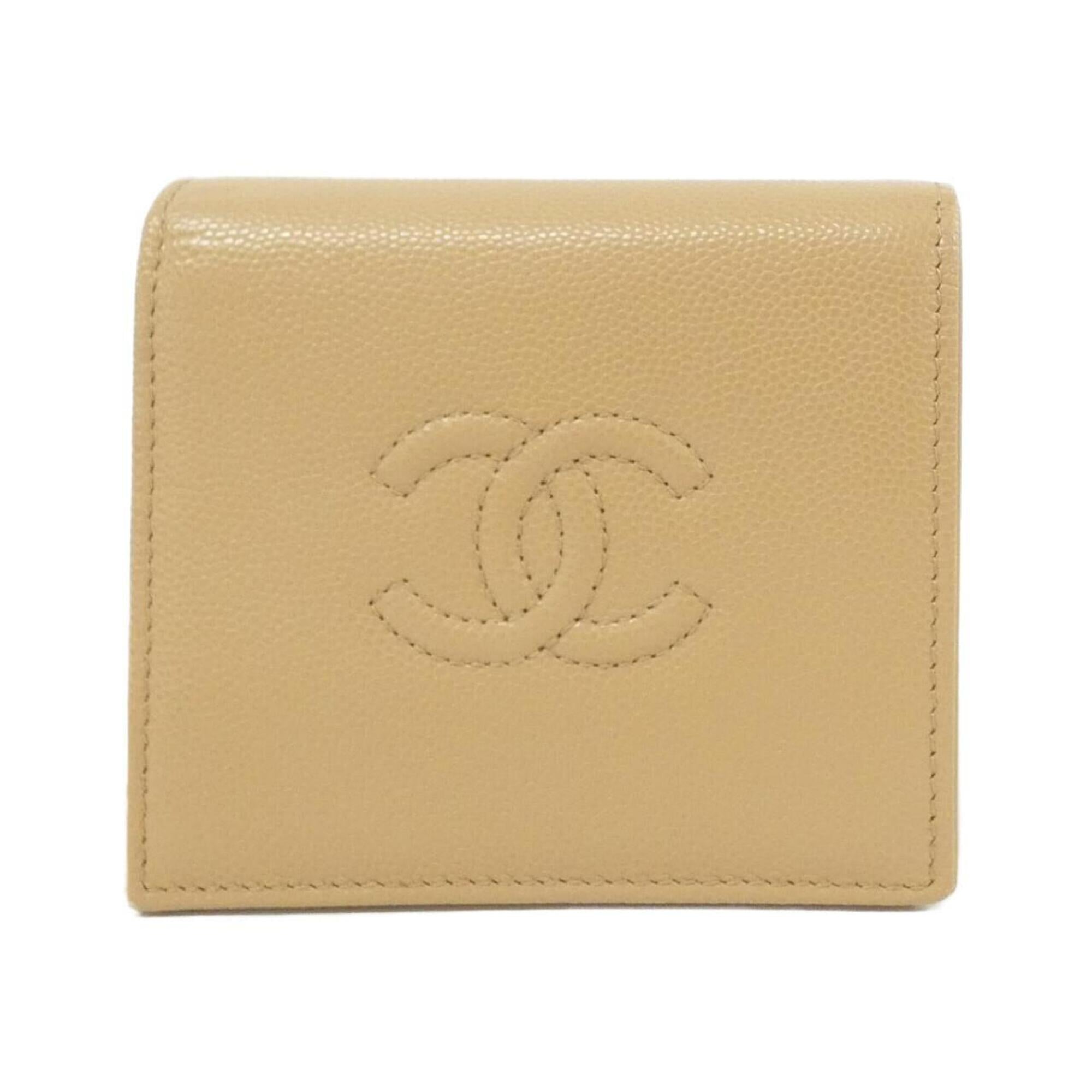 Chanel Beige Grained Calfskin Wallet (Bi-Fold) (Pre-Owned)