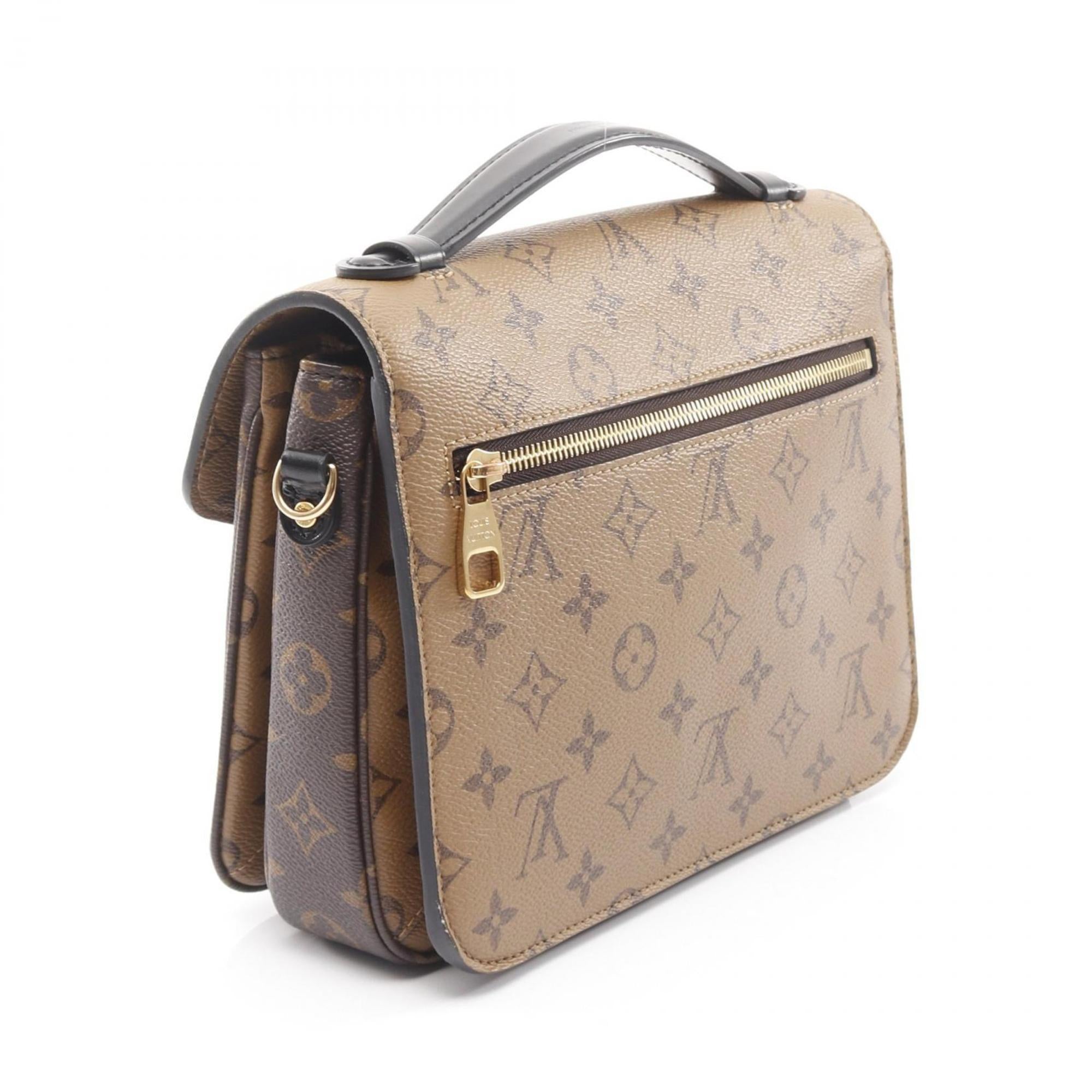 Louis Vuitton Black Brown Coated Canvas Leather Handbag Pochette (Pre-Owned)