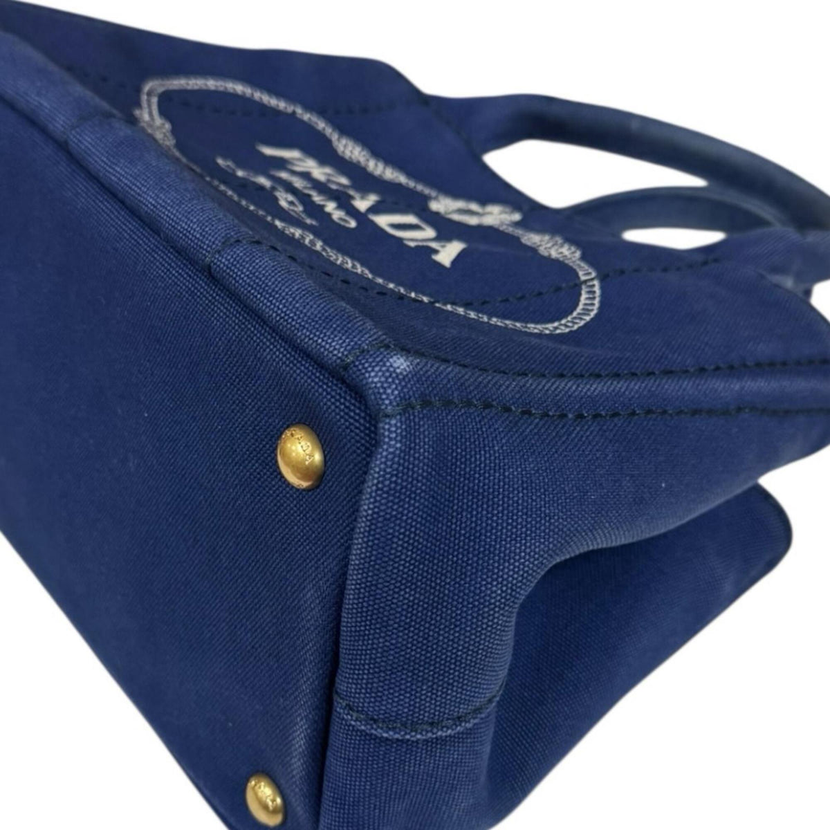 Prada Blue Canvas Shoulder Bag (Pre-Owned)