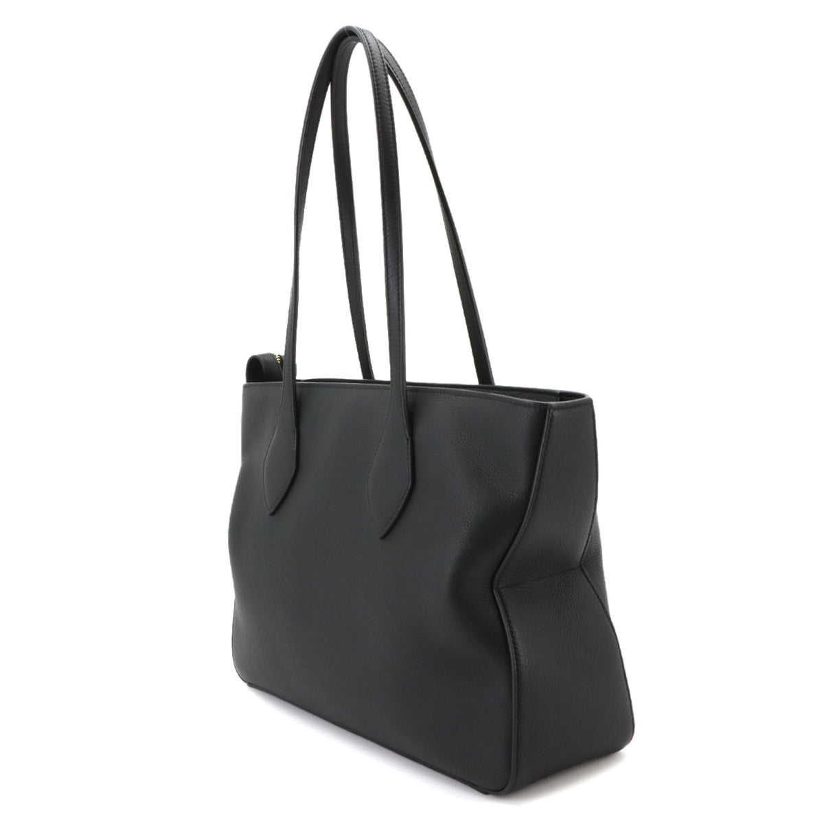 Salvatore Ferragamo Black Leather Handbag Tote Bag (Pre-Owned)