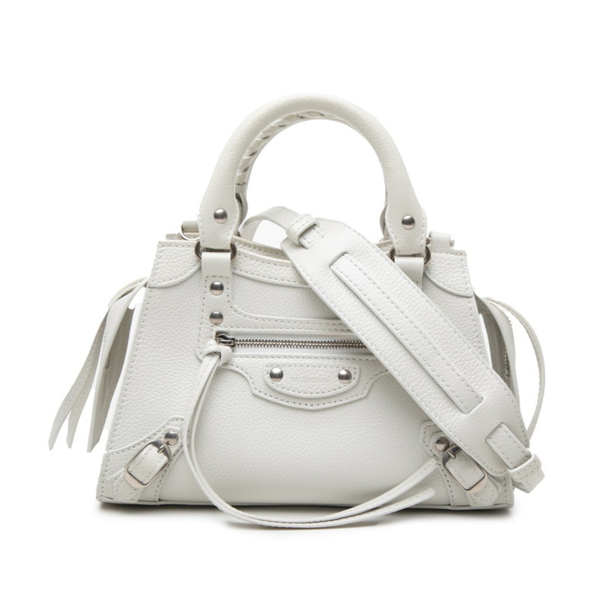 Balenciaga White Leather Handbag Shoulder Bag (Pre-Owned)