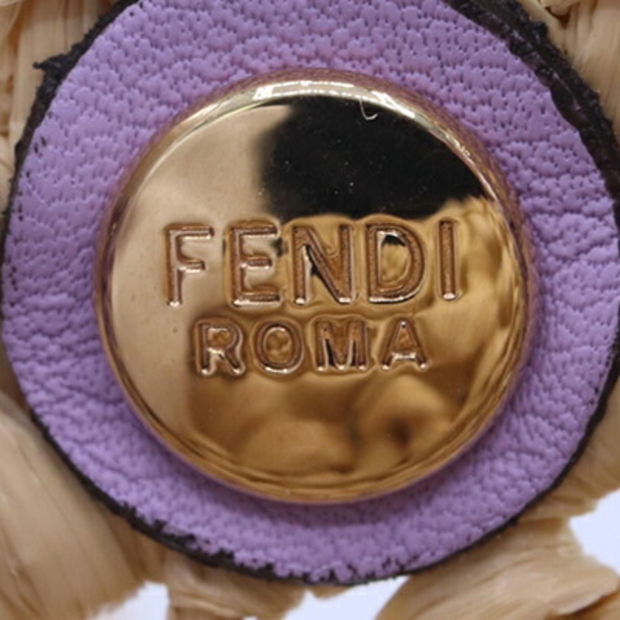 Fendi Raffia Leather Metal Pochette Pouch (Pre-Owned)