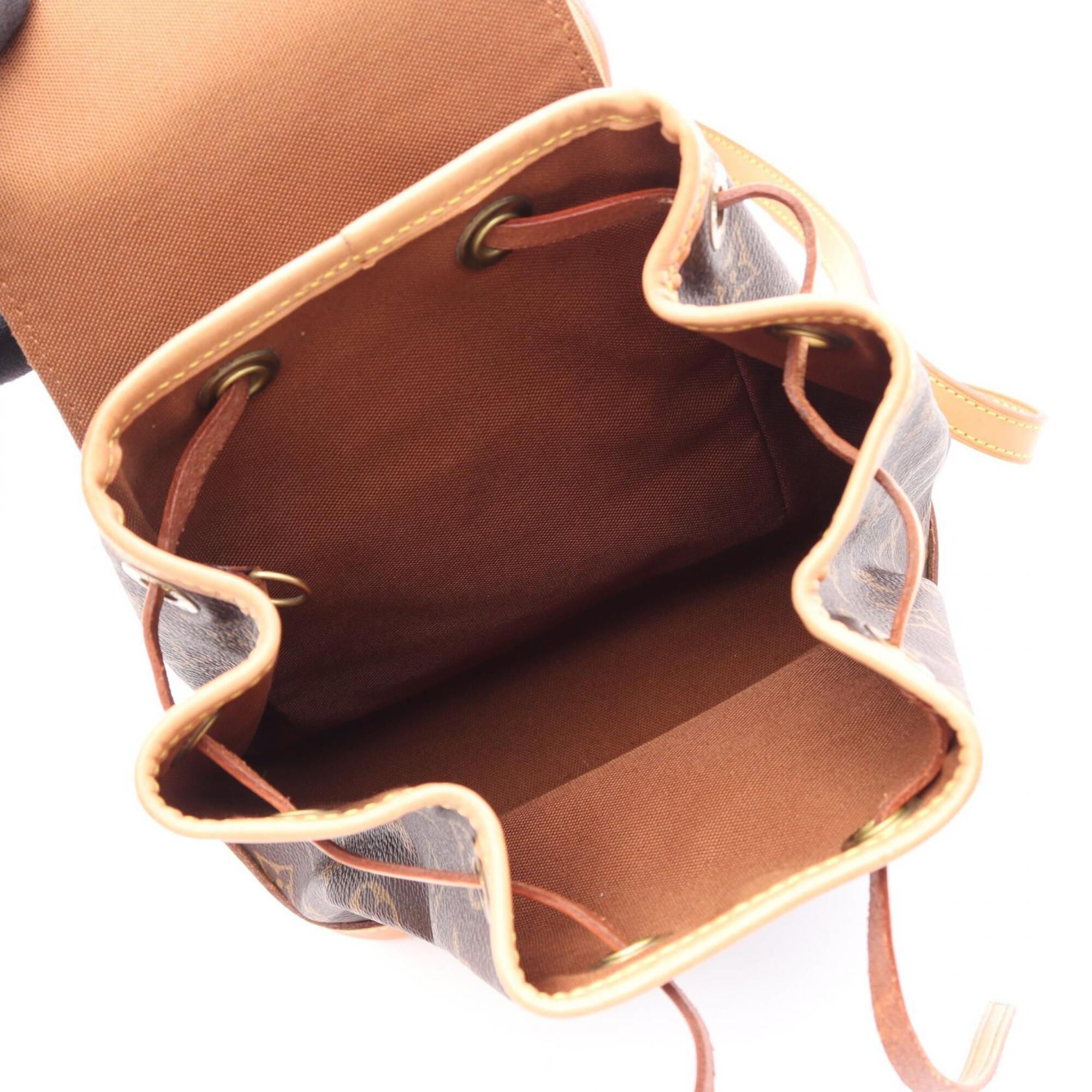 Louis Vuitton Brown Coated Canvas Leather Backpack Handbag (Pre-Owned)