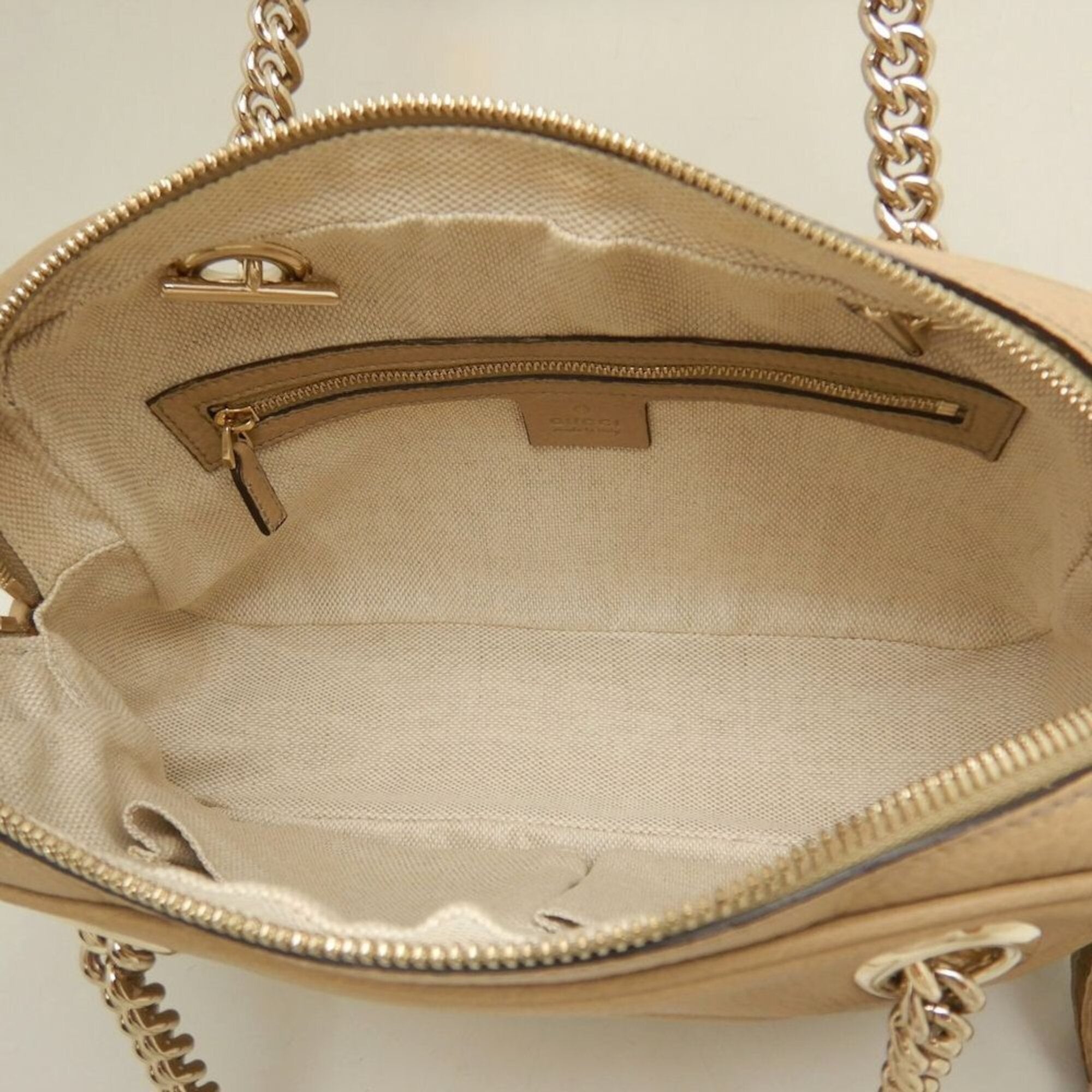 Gucci Soho Beige Leather Shoulder Bag (Pre-Owned)