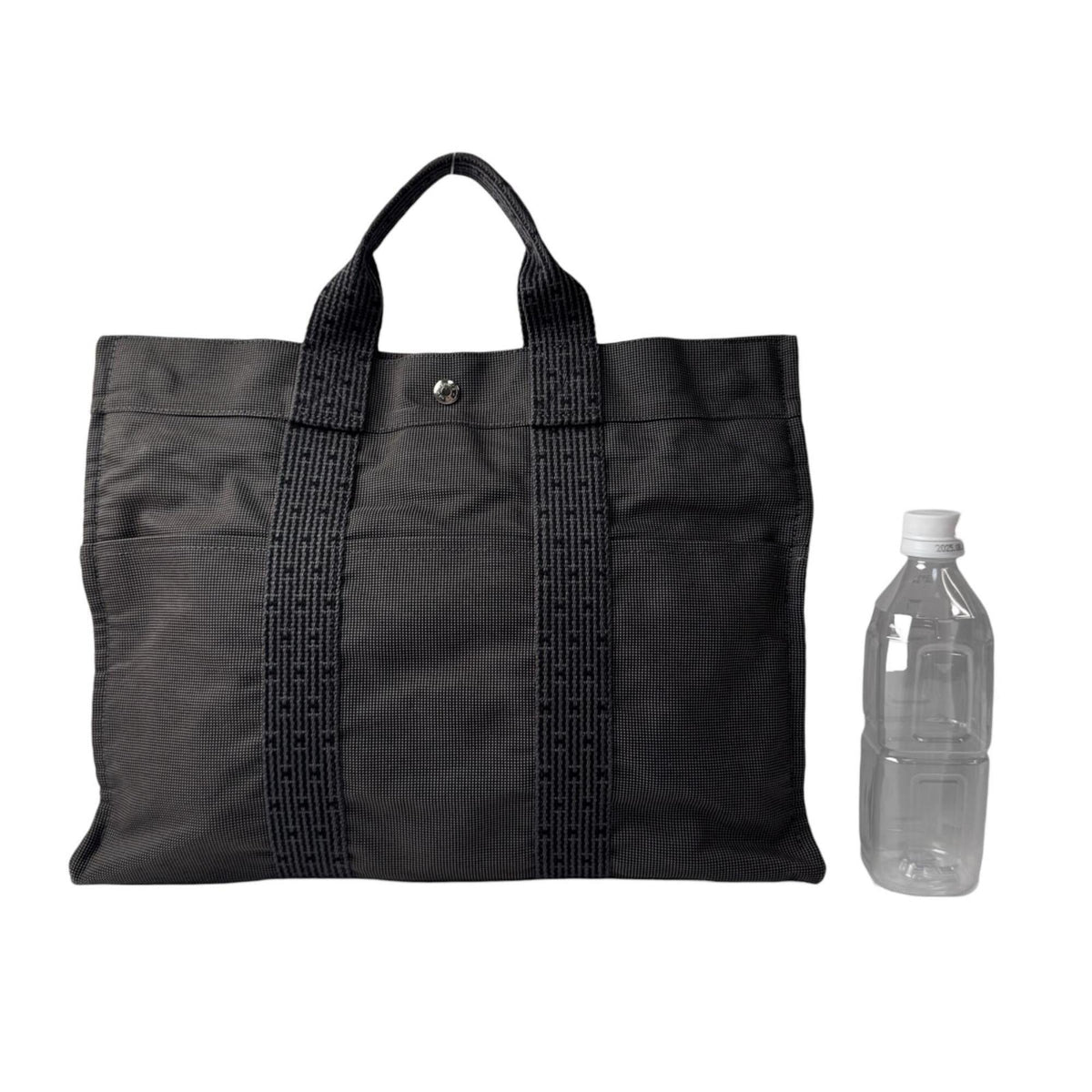 Hermes Dark Gray Gray Nylon Canvas Tote Bag (Pre-Owned)