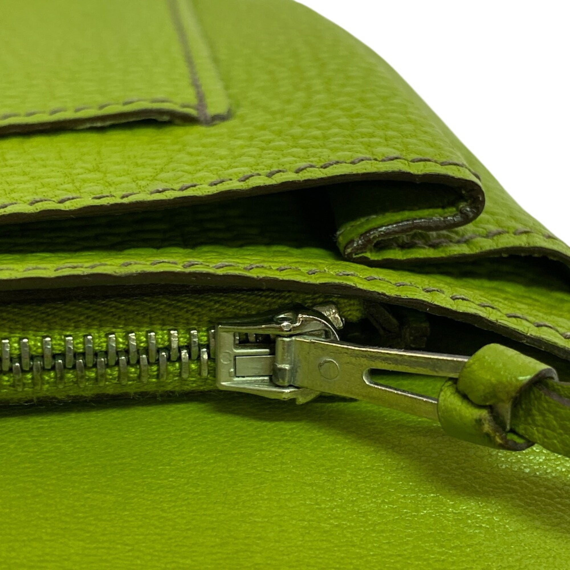 Hermes Green Taurillon Clemence Leather Long Wallet (Bi-Fold) (Pre-Owned)
