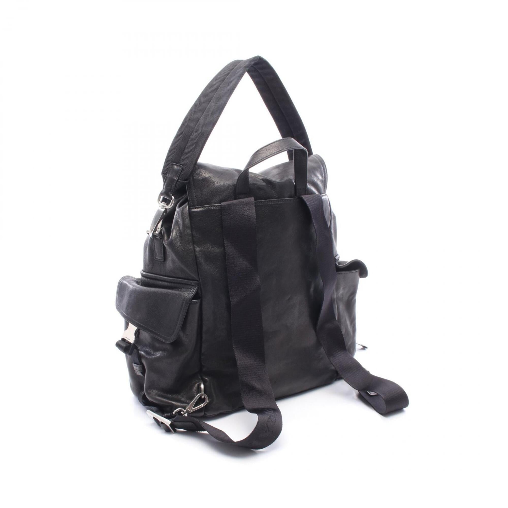 Prada Black Leather Backpack Handbag (Pre-Owned)