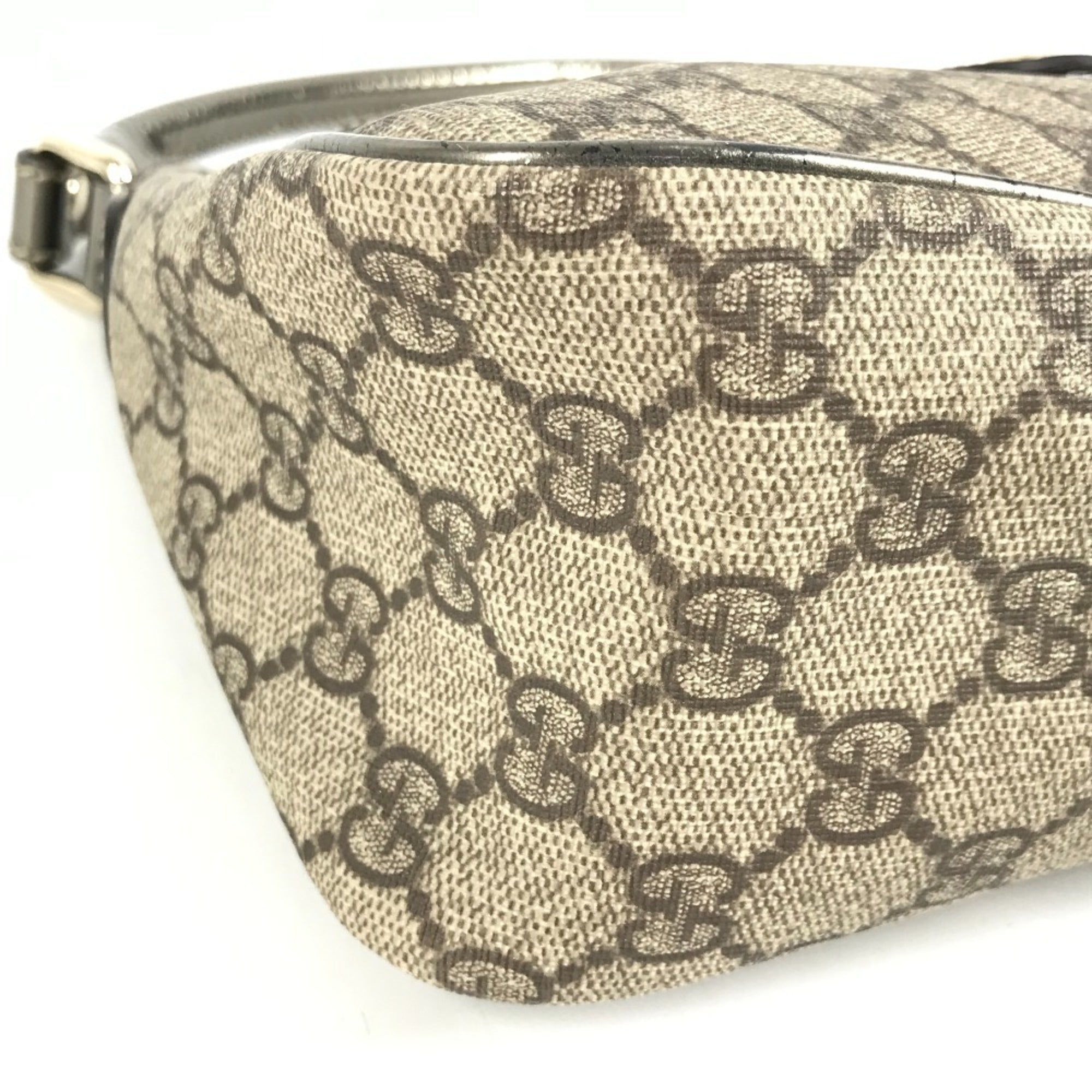Gucci Beige Metallic Gg Supreme Leather Handbag Shoulder Bag (Pre-Owned)