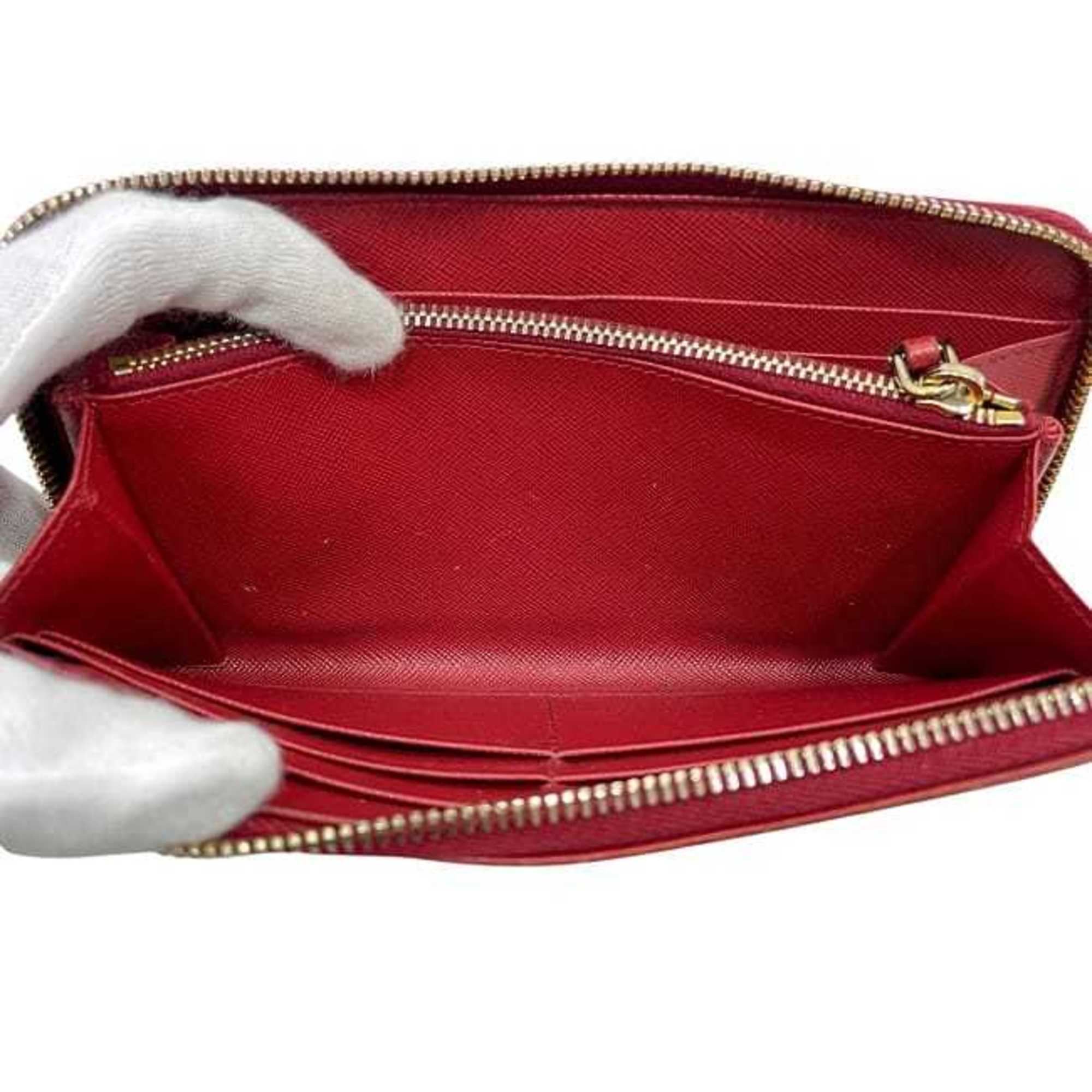 Prada Red Color Saffiano Long Wallet (Bi-Fold) (Pre-Owned)