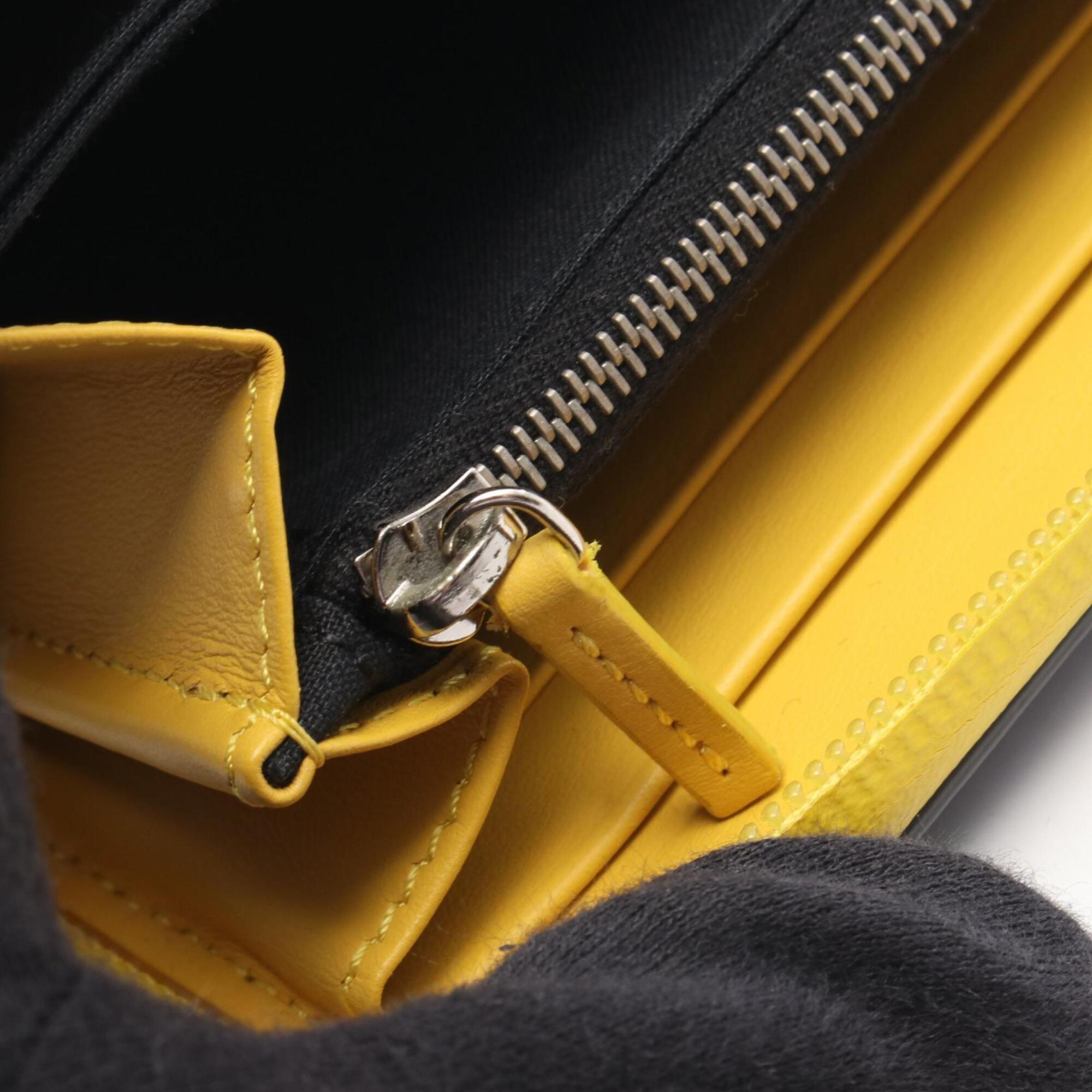 Fendi Gray Yellow Leather Long Wallet (Bi-Fold) (Pre-Owned)