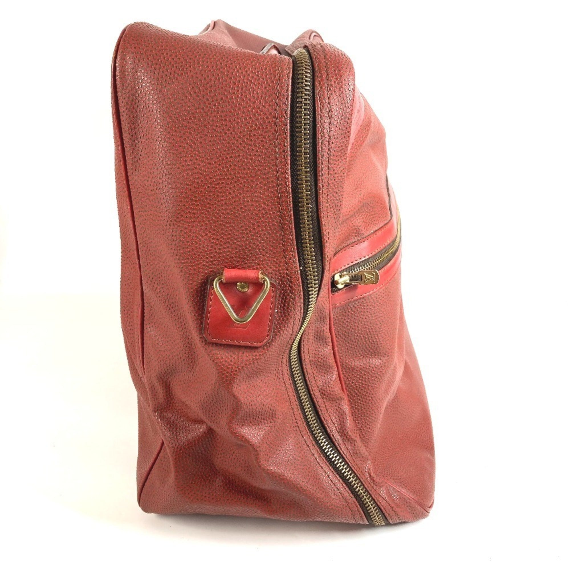 Louis Vuitton Red Color Leather Boston Bag Handbag Shoulder Bag (Pre-Owned)