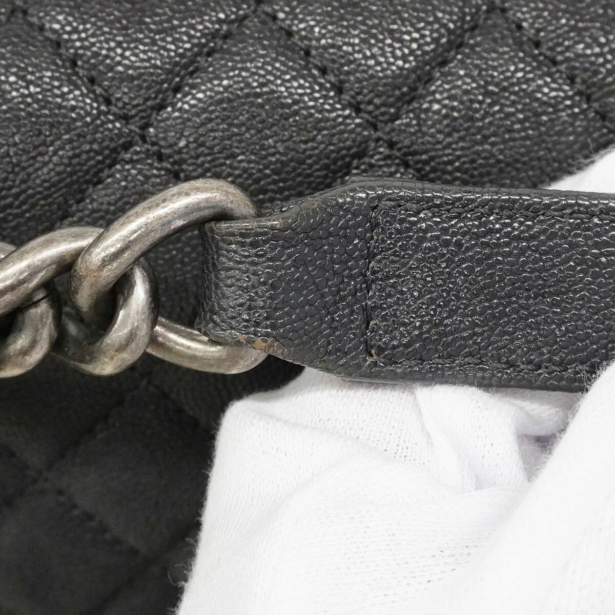 Chanel Gray Grained Calfskin Shoulder Bag (Pre-Owned)