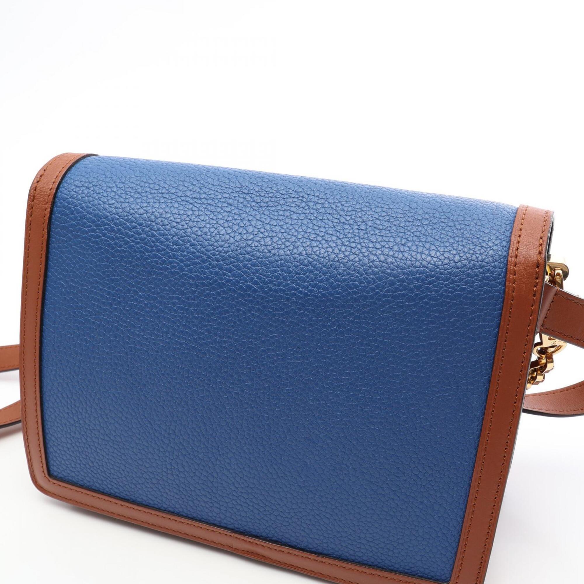 Louis Vuitton Beige Blue Brown Leather Leather Handbag Shoulder Bag (Pre-Owned)