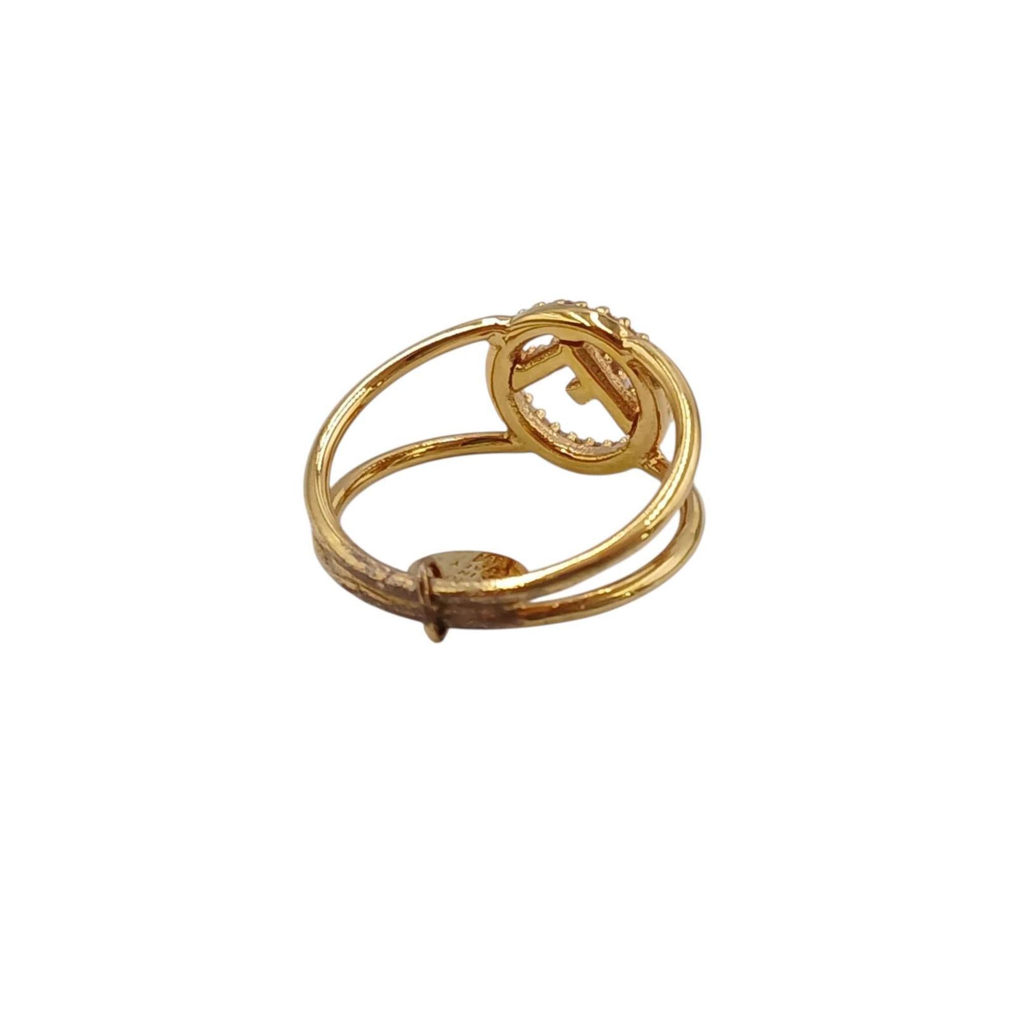 Fendi Gold Rhinestone Band Ring (Pre-Owned)