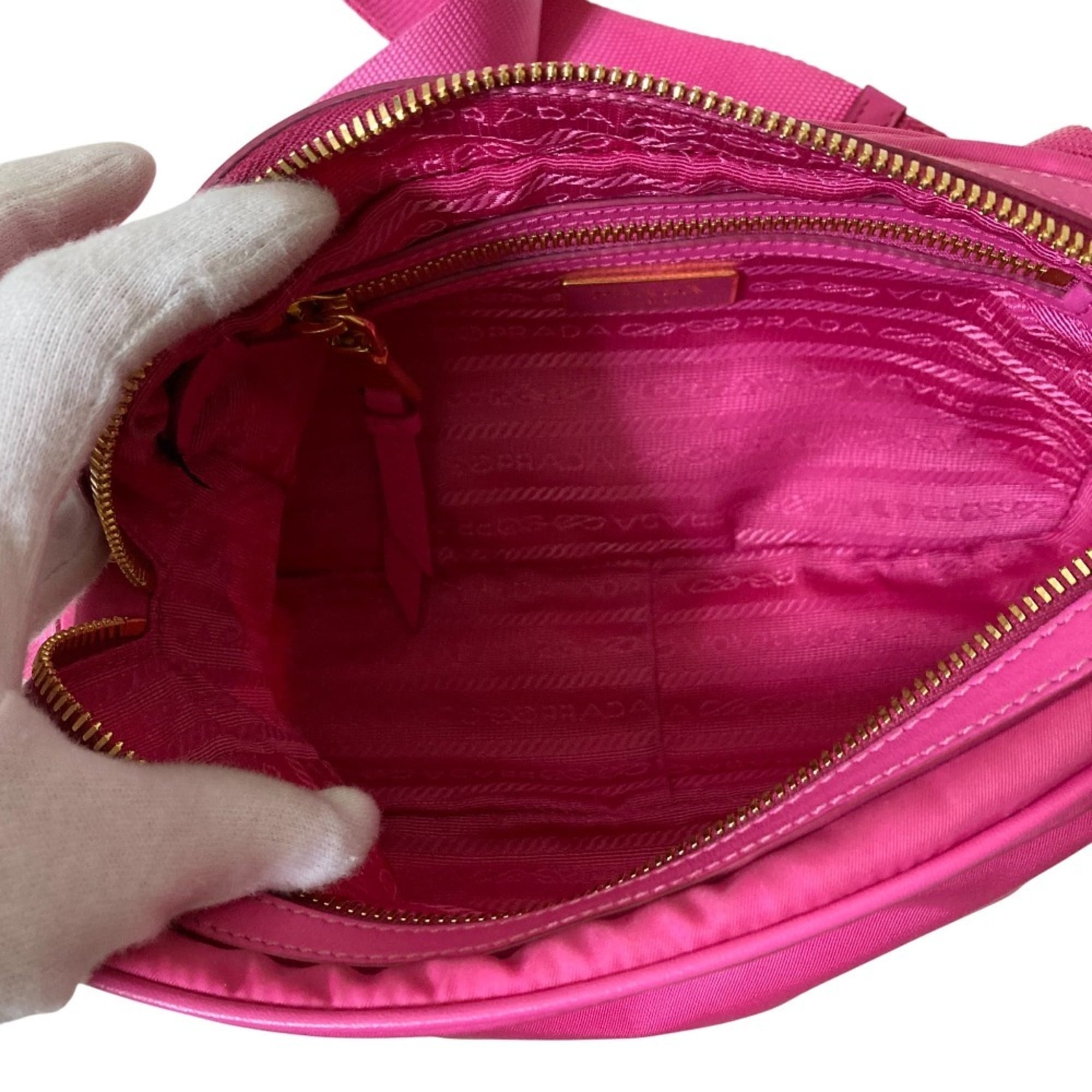 Prada Pink Nylon Canvas Shoulder Bag (Pre-Owned)