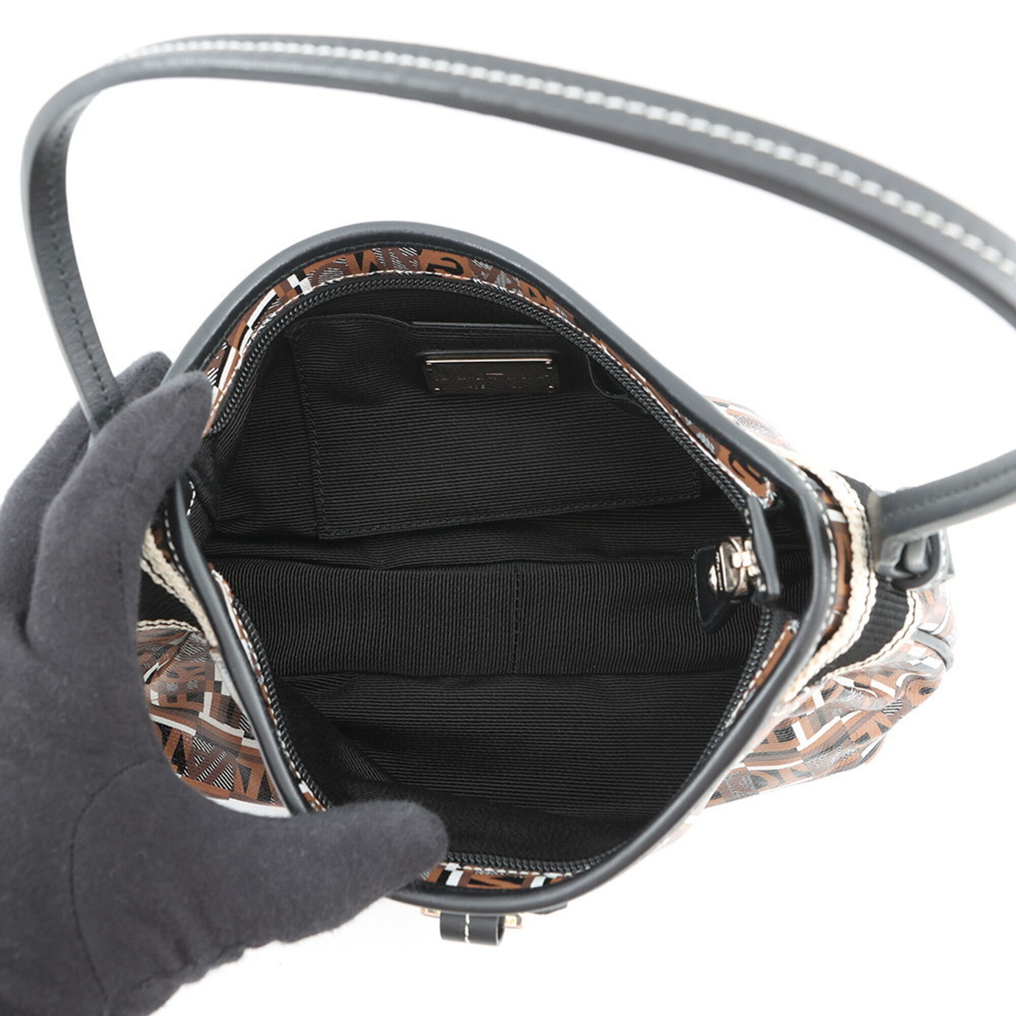 Salvatore Ferragamo Gancini Brown Pvc Leather Handbag (Pre-Owned)