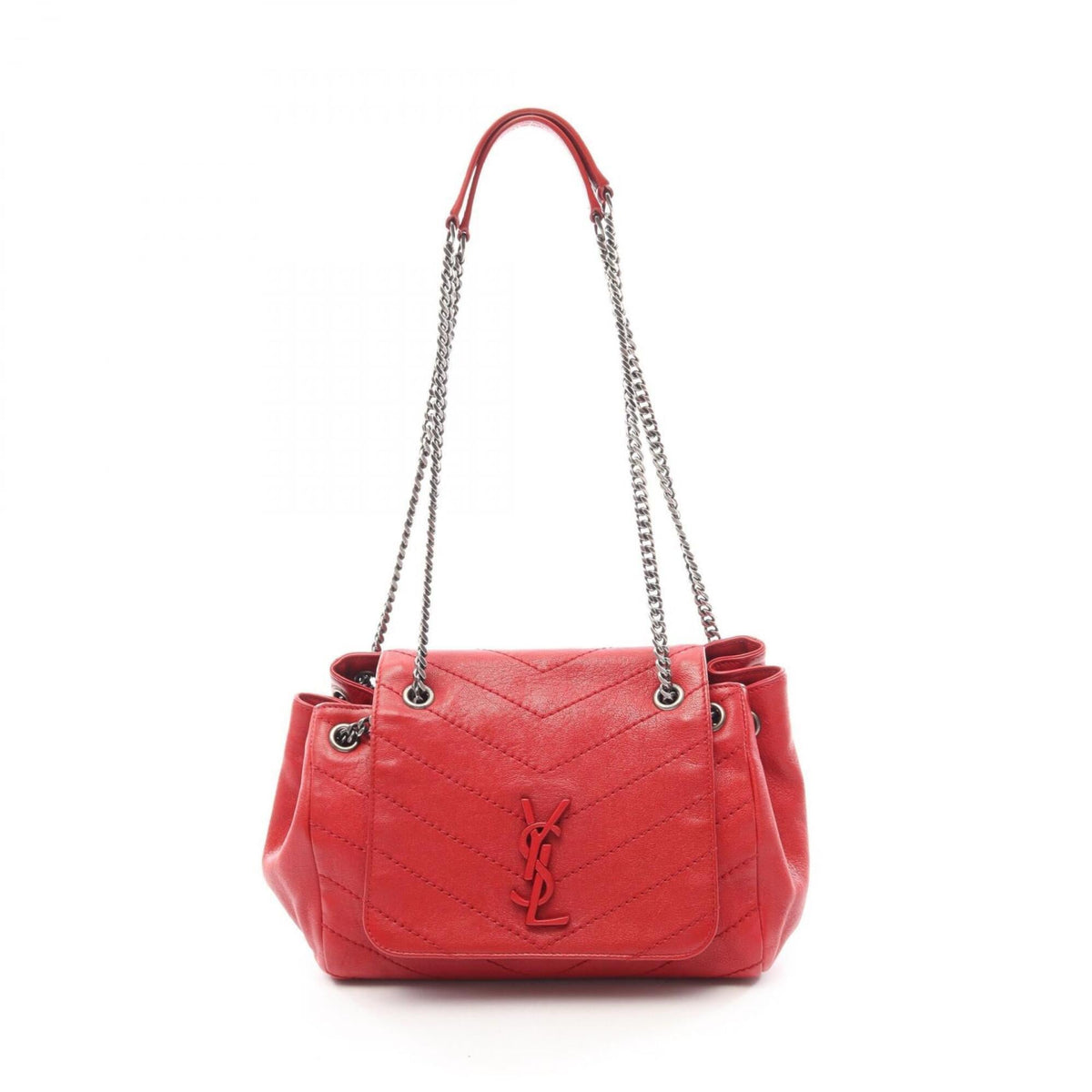 Yves Saint Laurent Red Color Leather Handbag Shoulder Bag (Pre-Owned)