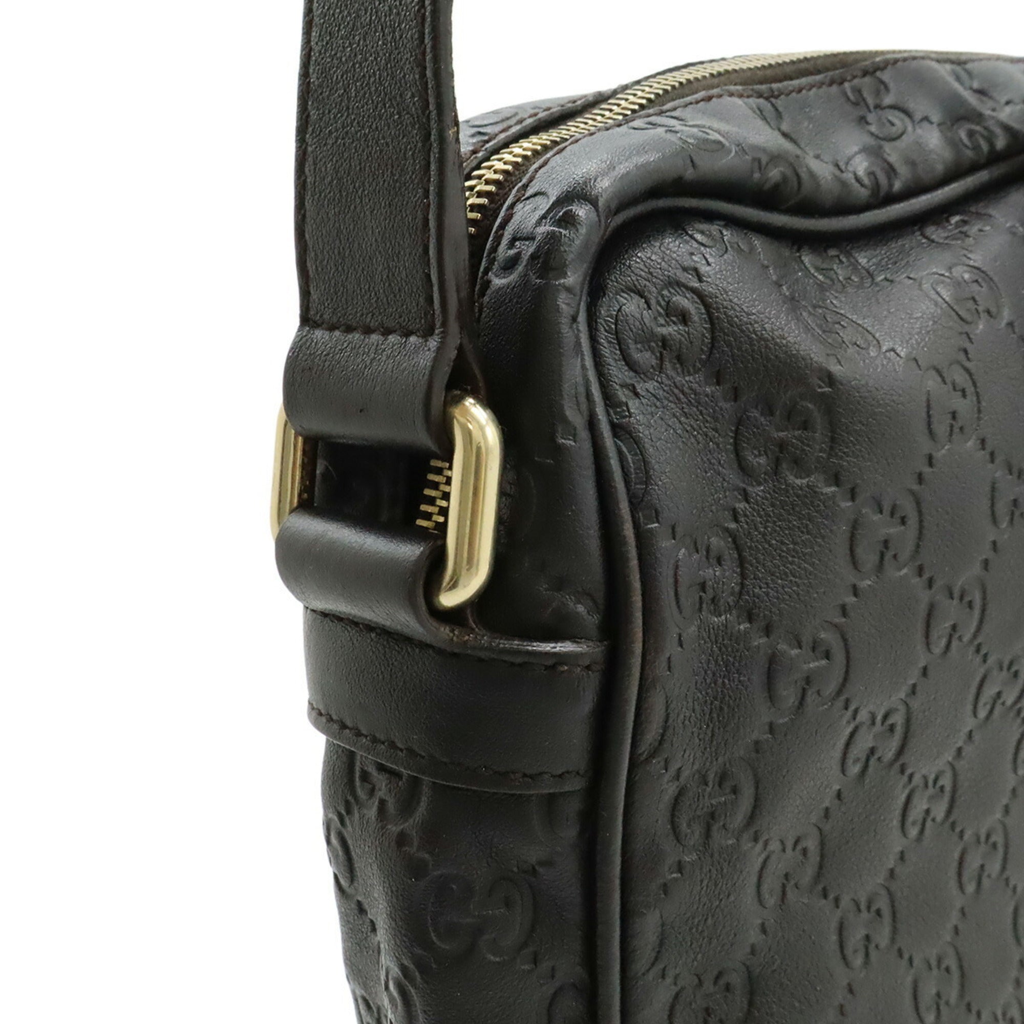 Gucci Brown Dark Brown Leather Shoulder Bag (Pre-Owned)