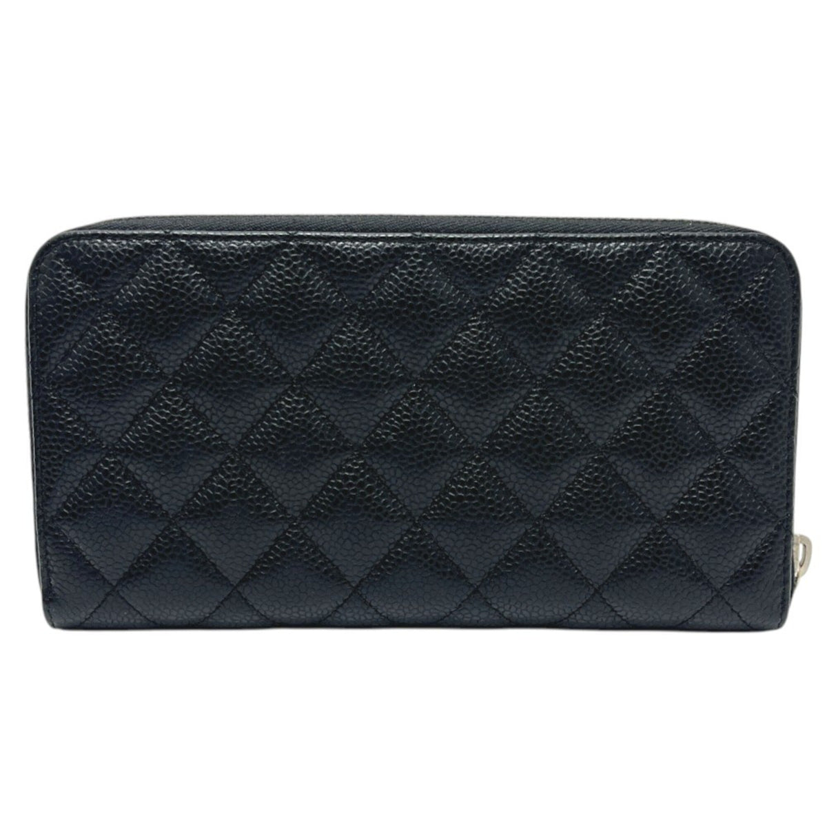 Chanel Black Grained Calfskin Long Wallet (Bi-Fold) (Pre-Owned)