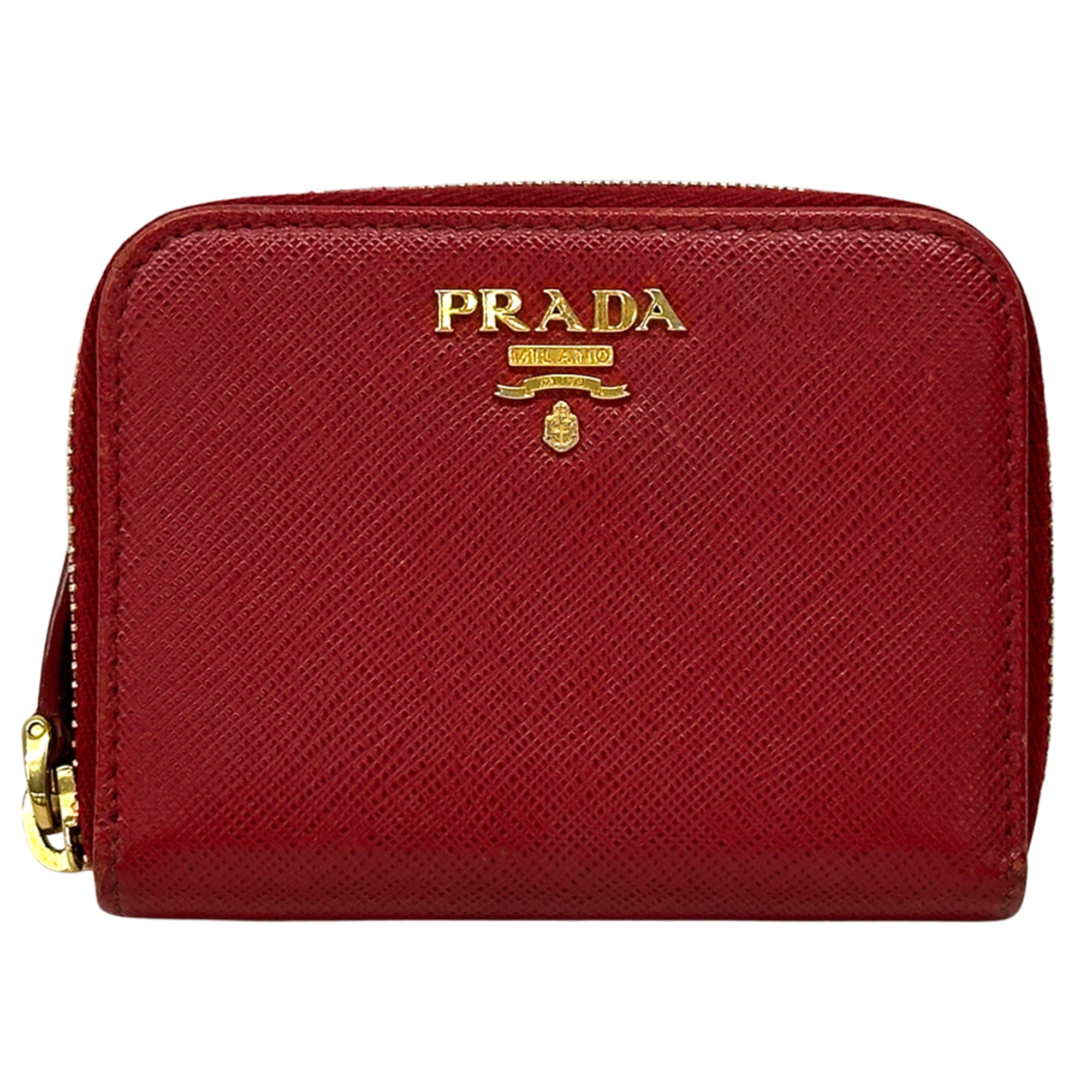 Prada Red Color Saffiano Coin Purse/Coin Case (Pre-Owned)