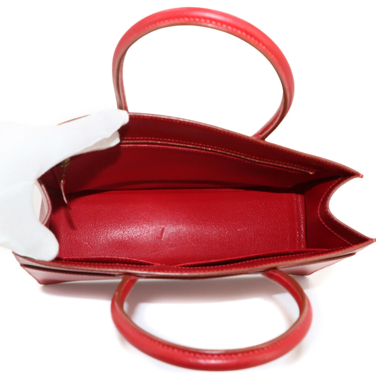 Hermes Red Color Lisse Leather Handbag Tote Bag (Pre-Owned)