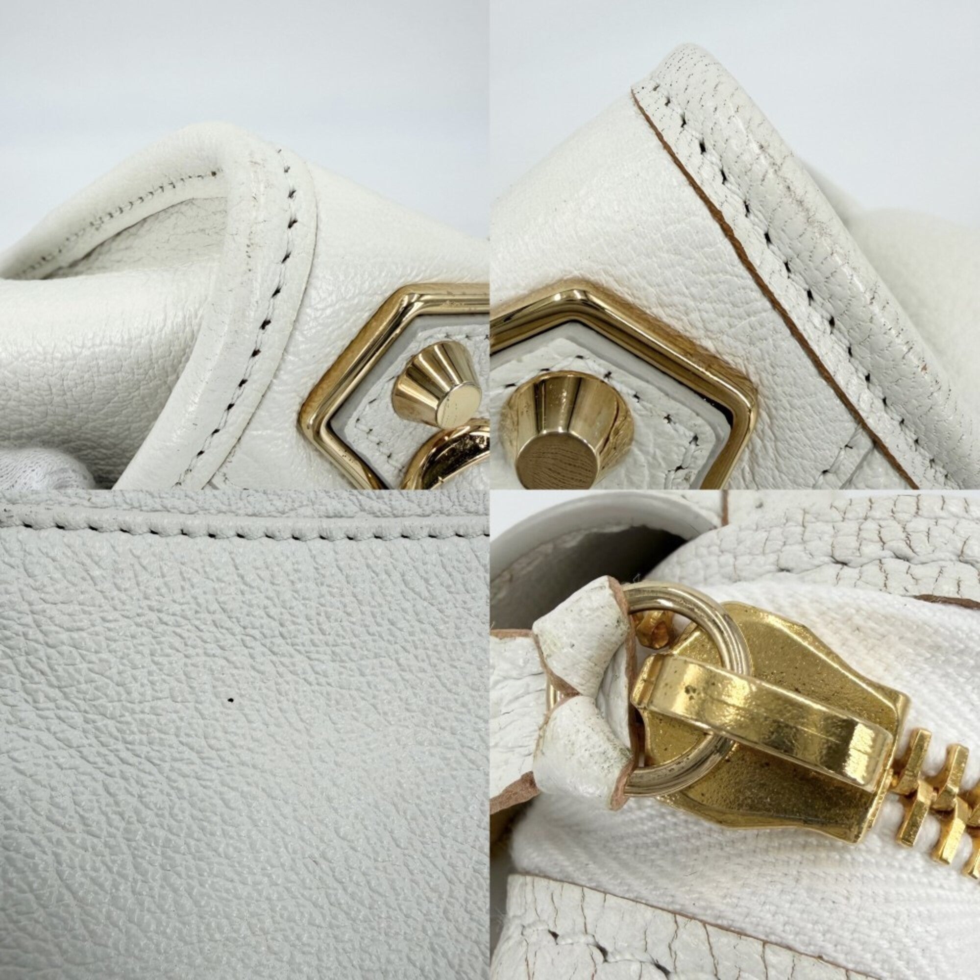 Balenciaga Metallic White Leather Handbag Shoulder Bag (Pre-Owned)