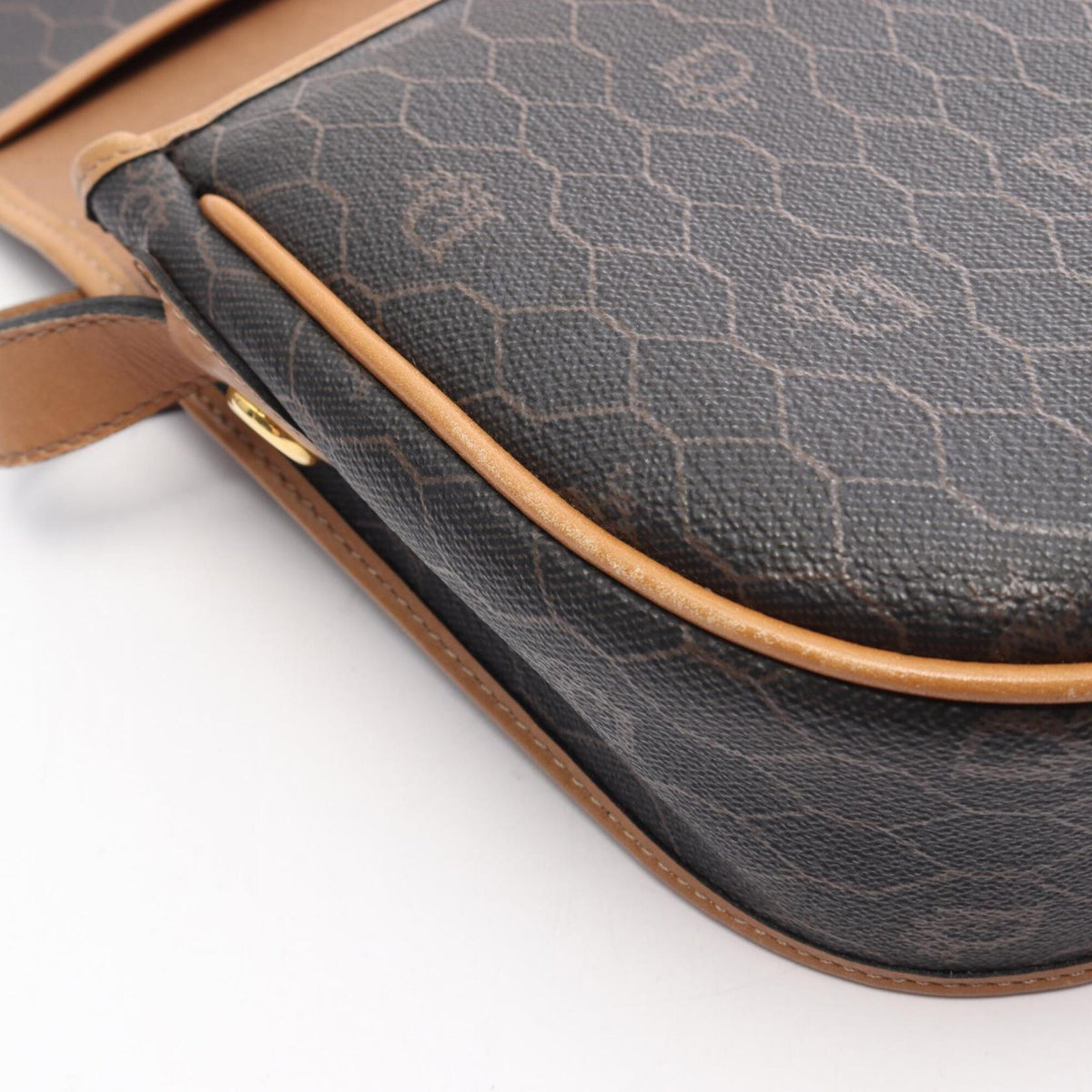 Christian Dior Black Brown Coated Canvas Leather Handbag Shoulder Bag (Pre-Owned)