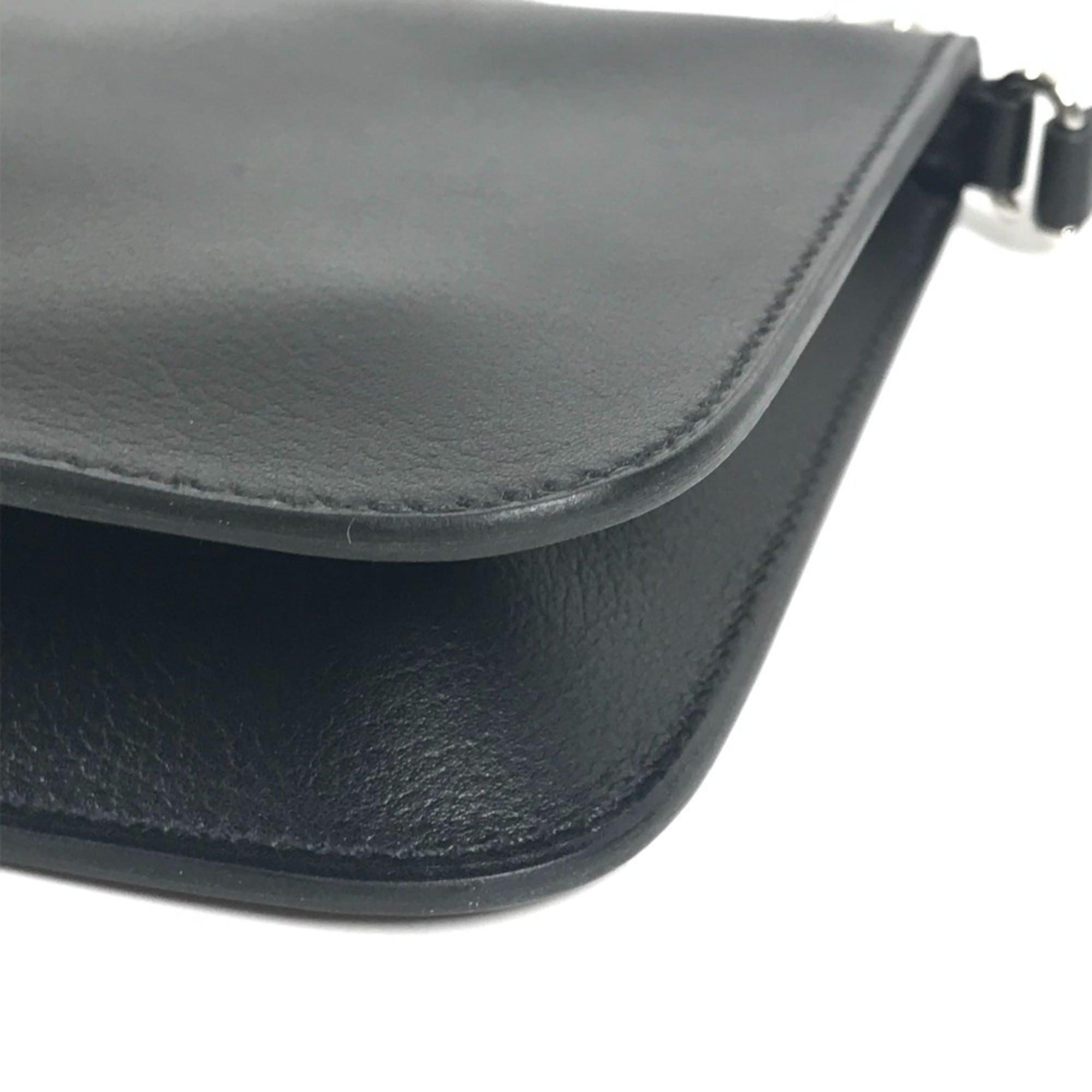 Hermes Black Leather Handbag Pouch Shoulder Bag (Pre-Owned)