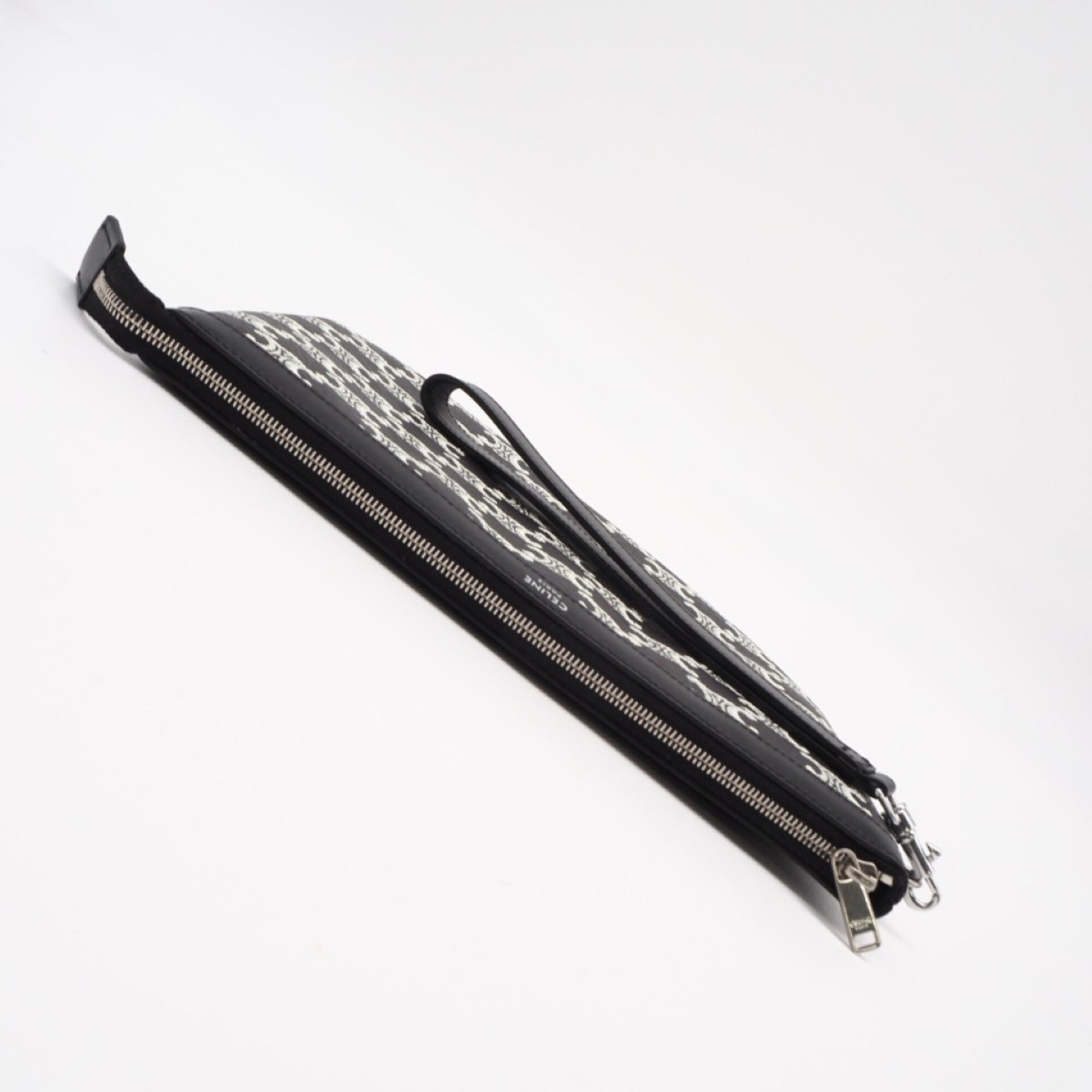 Celine Black White Coated Canvas Clutch Bag (Pre-Owned)