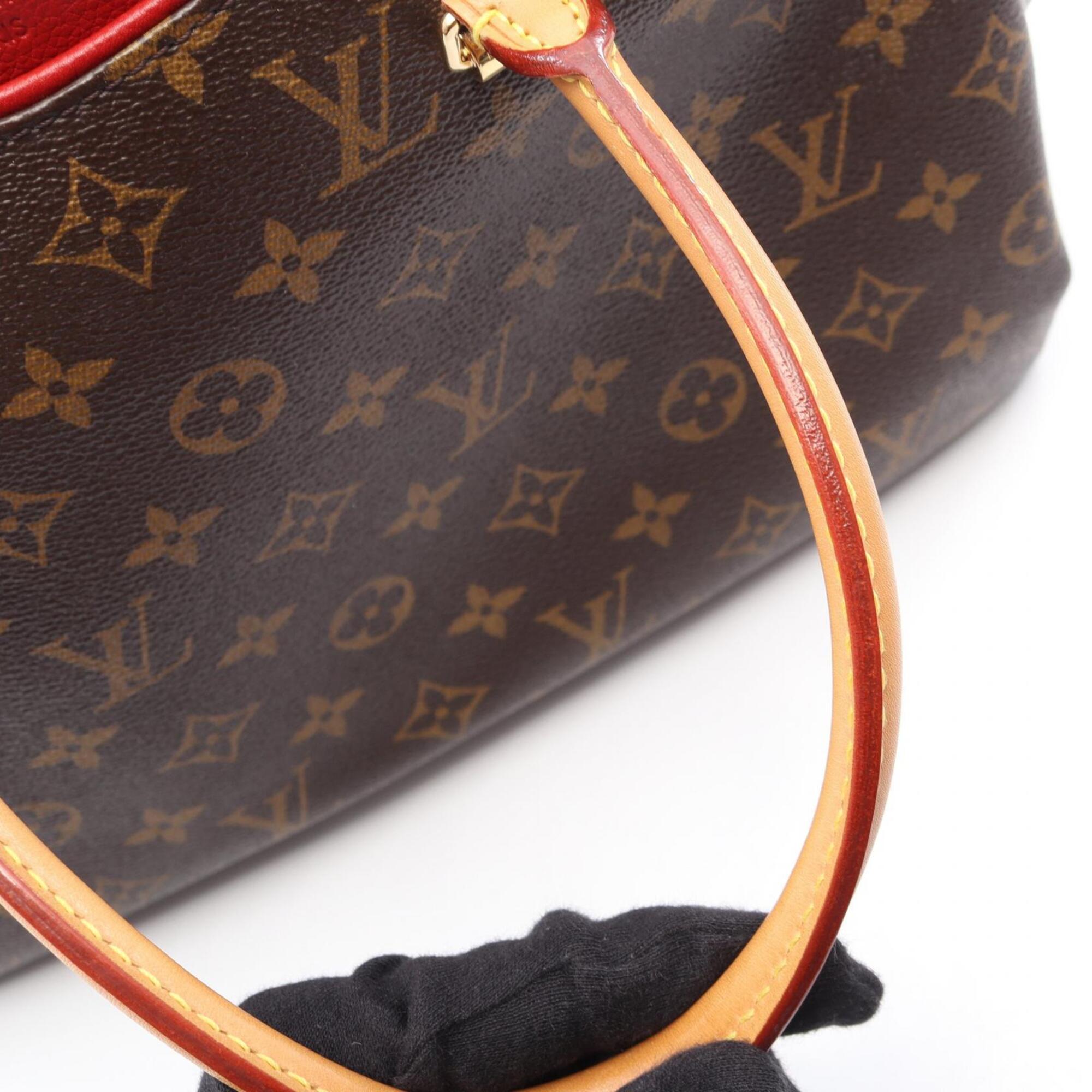 Louis Vuitton Brown Cerise Red Color Coated Canvas Leather Handbag (Pre-Owned)