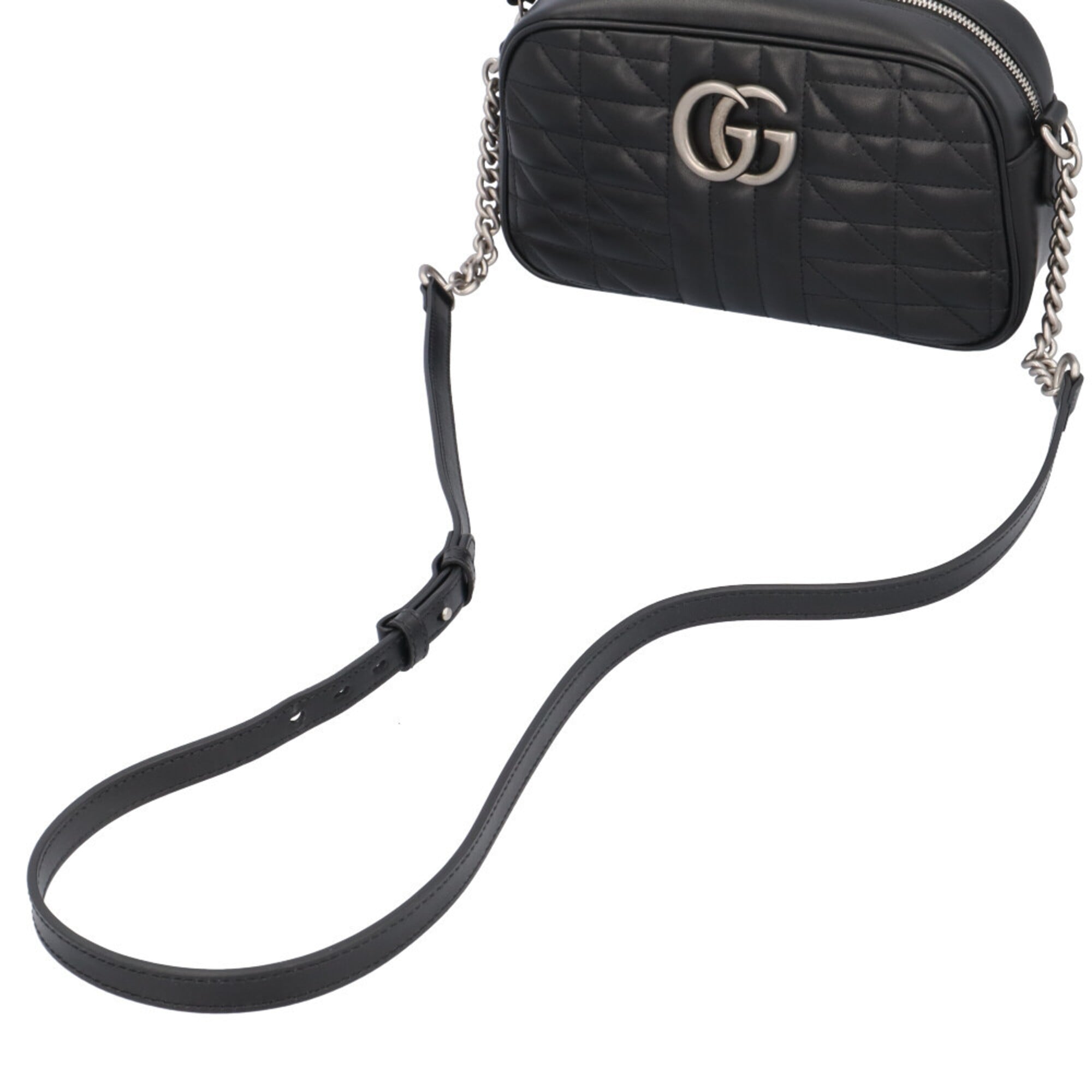 Gucci Gg Marmont Black Leather Handbag Shoulder Bag (Pre-Owned)