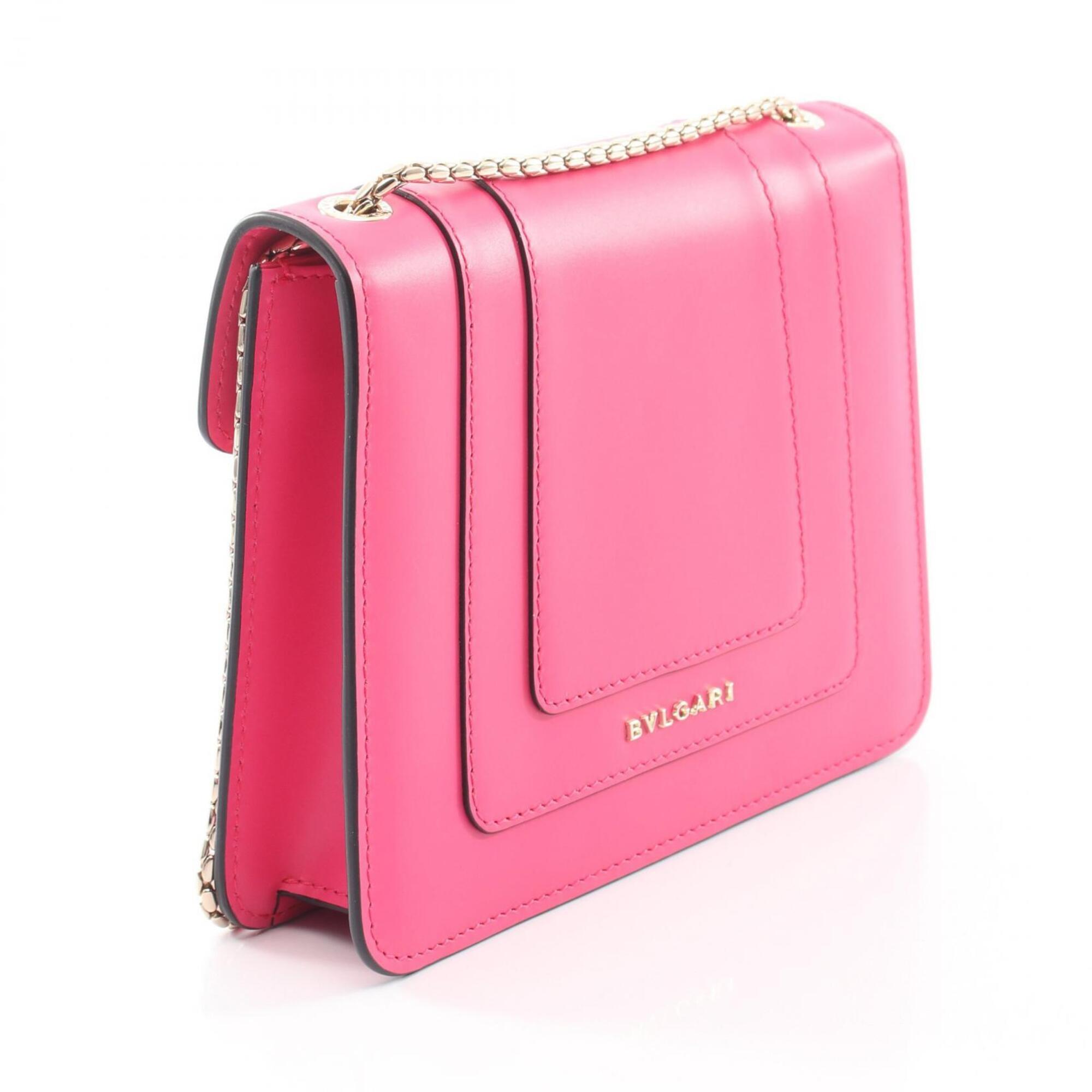 Bvlgari Pink Leather Handbag Shoulder Bag (Pre-Owned)