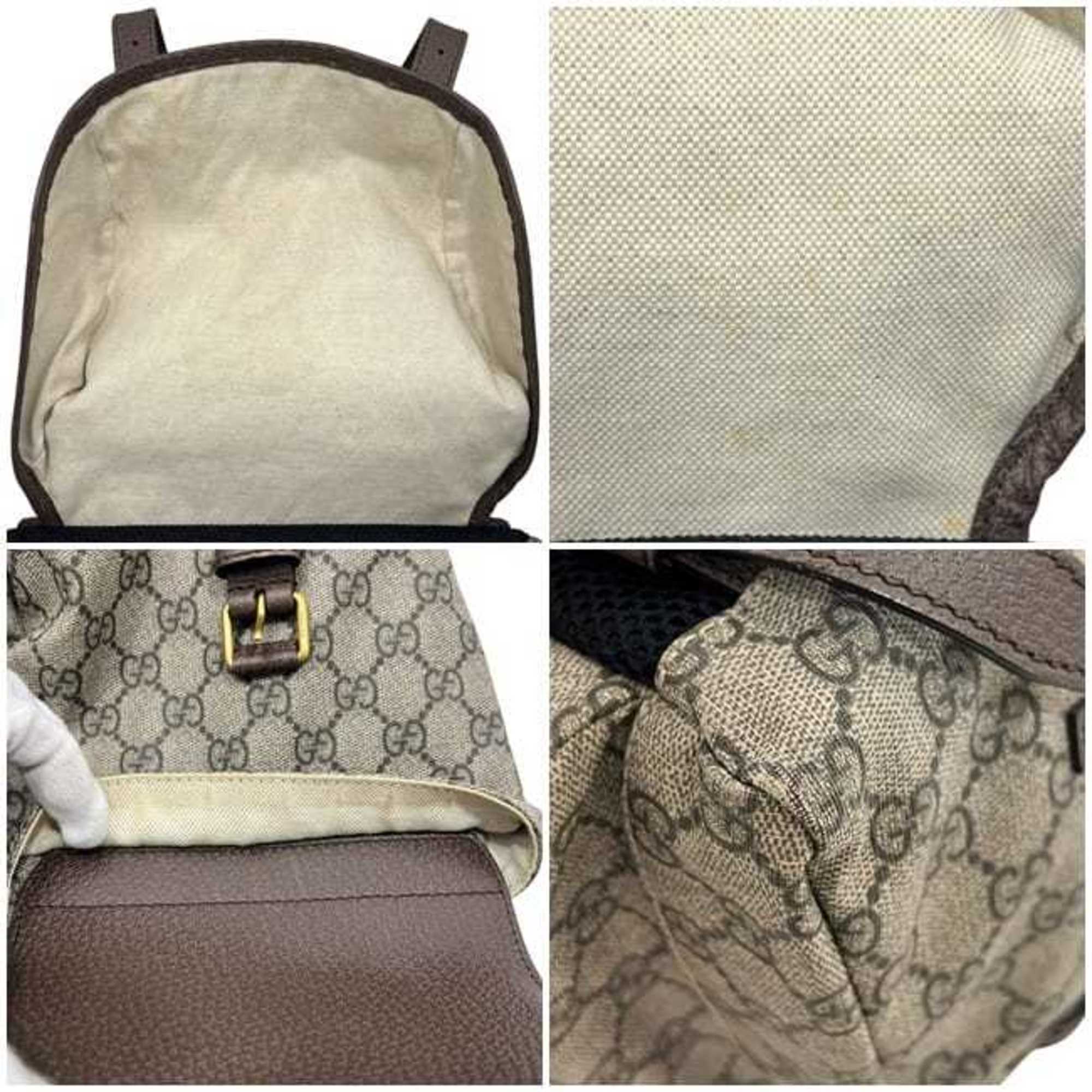 Gucci Sherry Line Beige Brown Gg Supreme Backpack (Pre-Owned)
