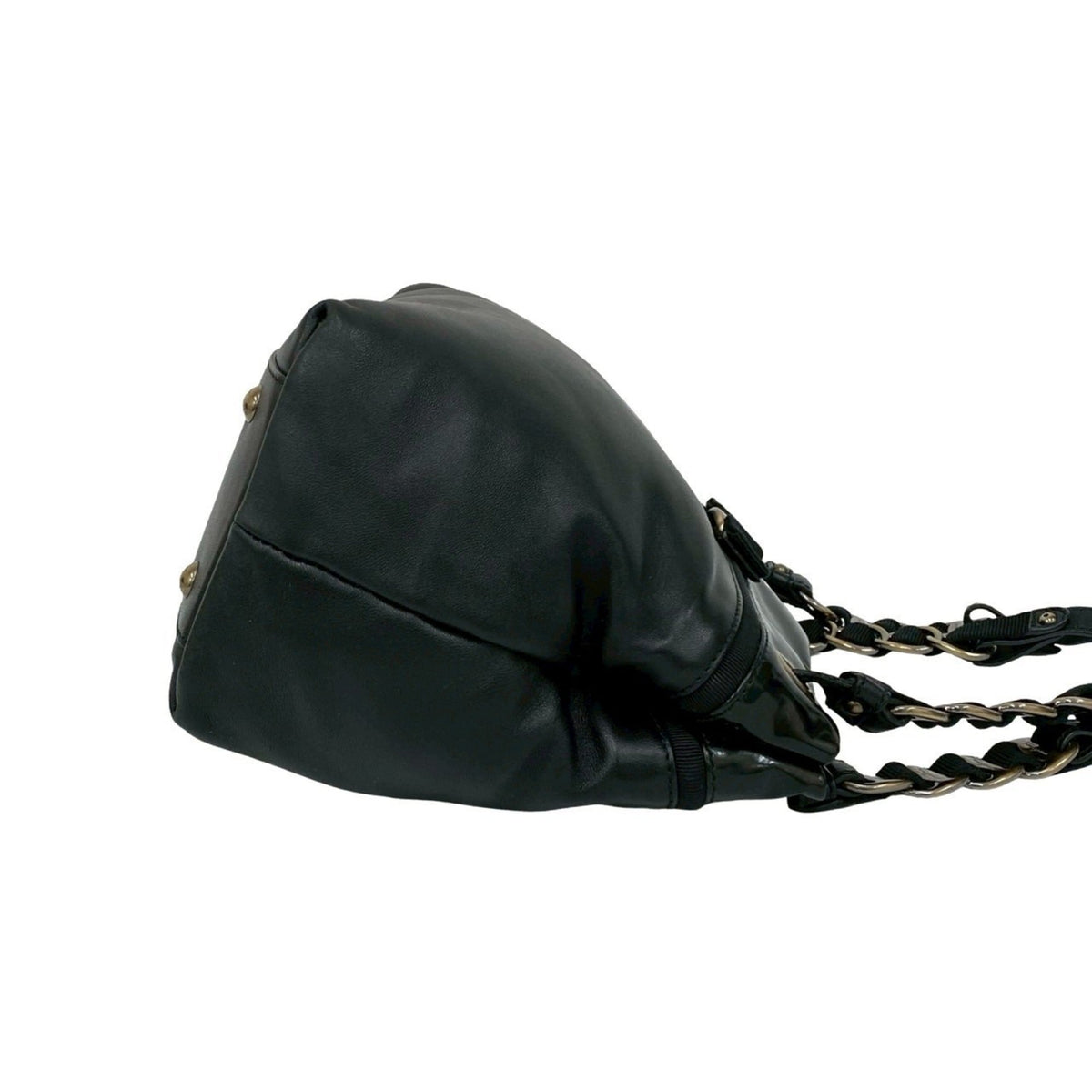 Salvatore Ferragamo Black Patent Leather Leather Shoulder Bag Tote Bag (Pre-Owned)