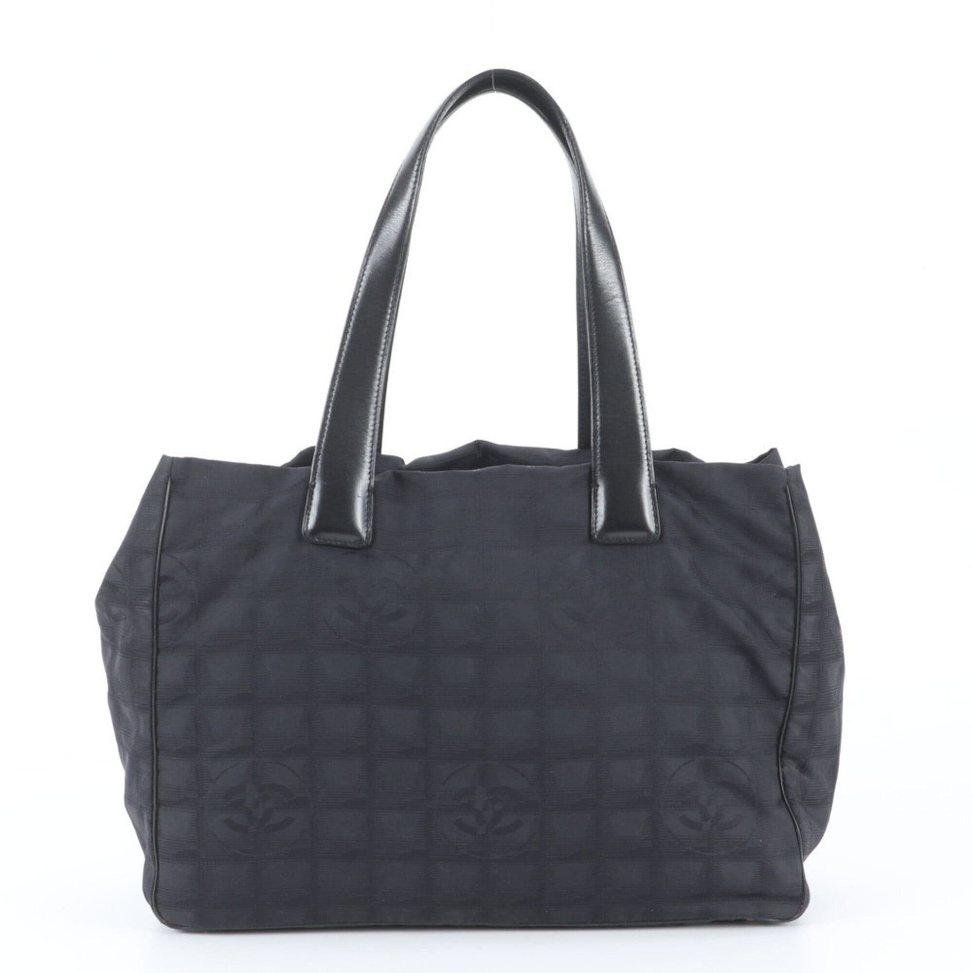Chanel Black Leather Nylon Shoulder Bag Tote Bag (Pre-Owned)