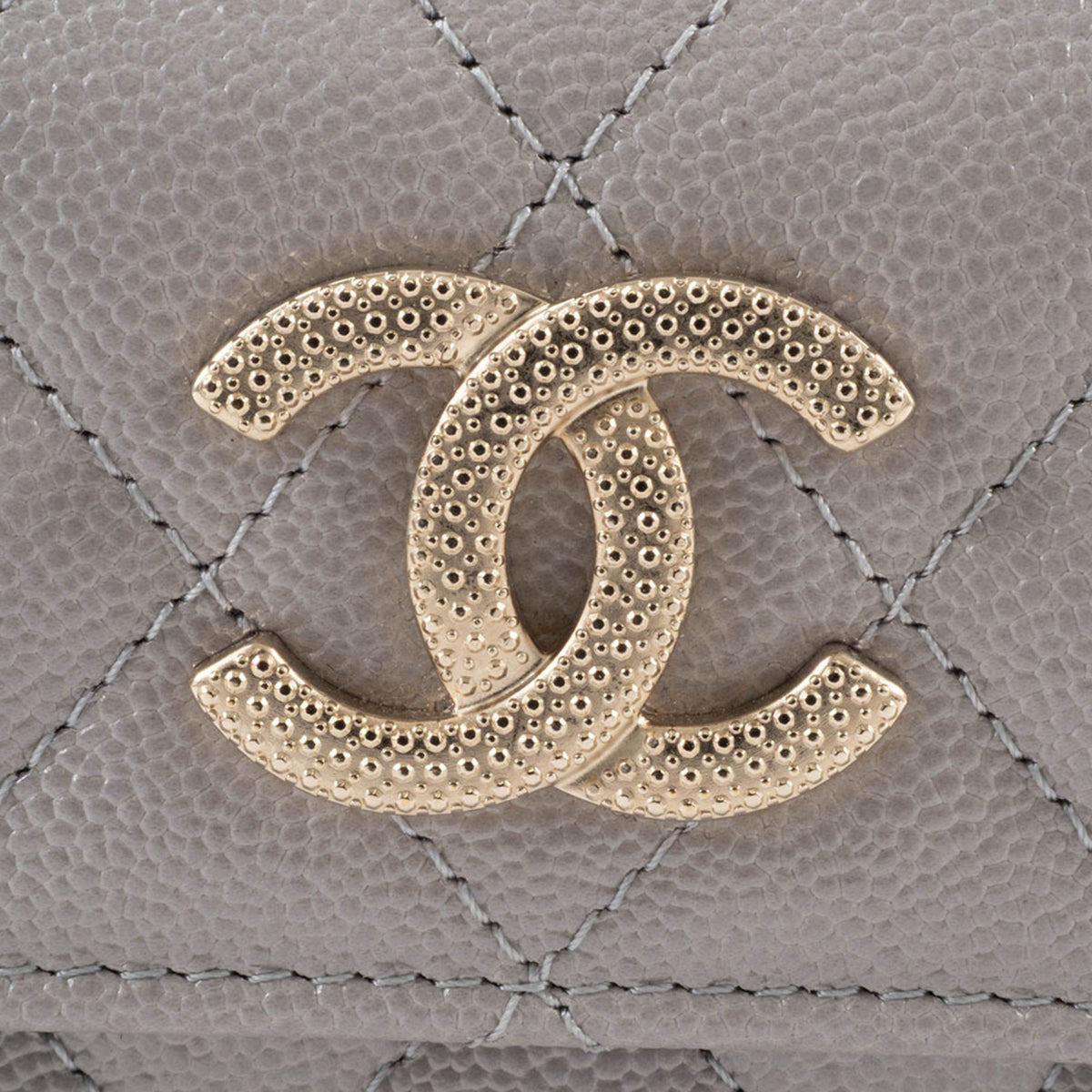 Chanel Grayish Leather Wallet (Tri-Fold) (Pre-Owned)