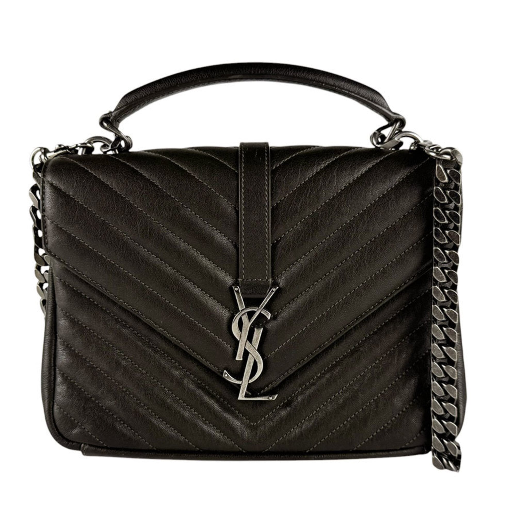 Saint Laurent Khaki Brown Leather Shoulder Bag (Pre-Owned)