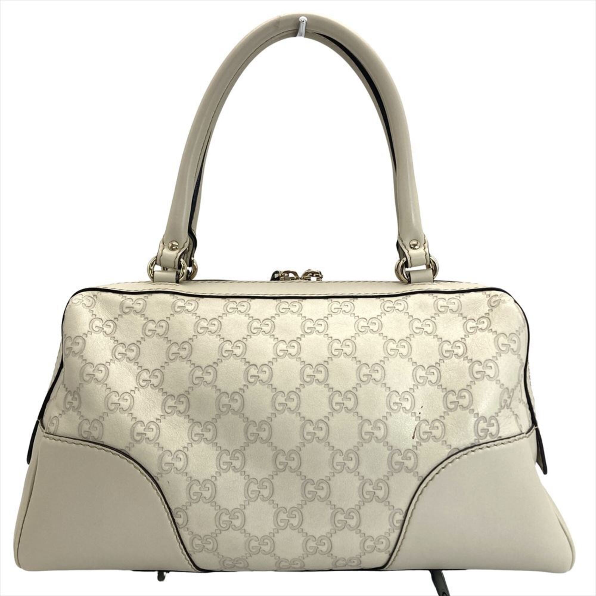 Gucci Beige Gg Leather Boston Bag Handbag (Pre-Owned)