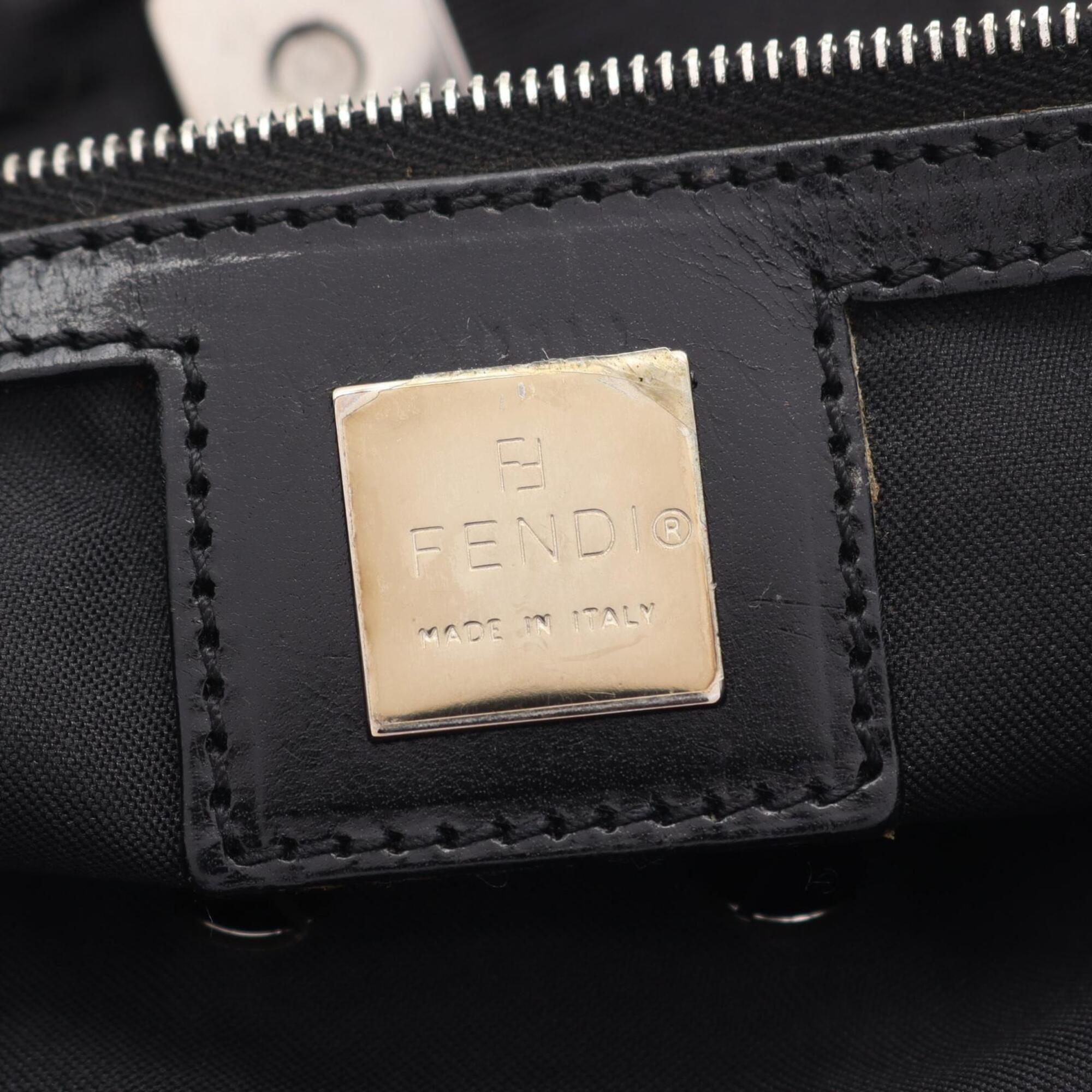 Fendi Black Nylon Leather Handbag Tote Bag (Pre-Owned)