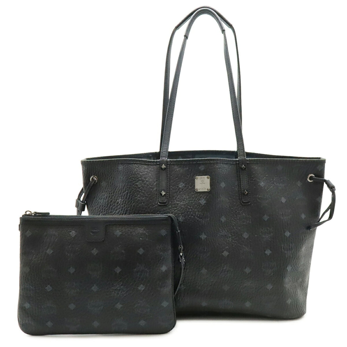 Mcm Black Blue Canvas Pouch Shoulder Bag Tote Bag (Pre-Owned)